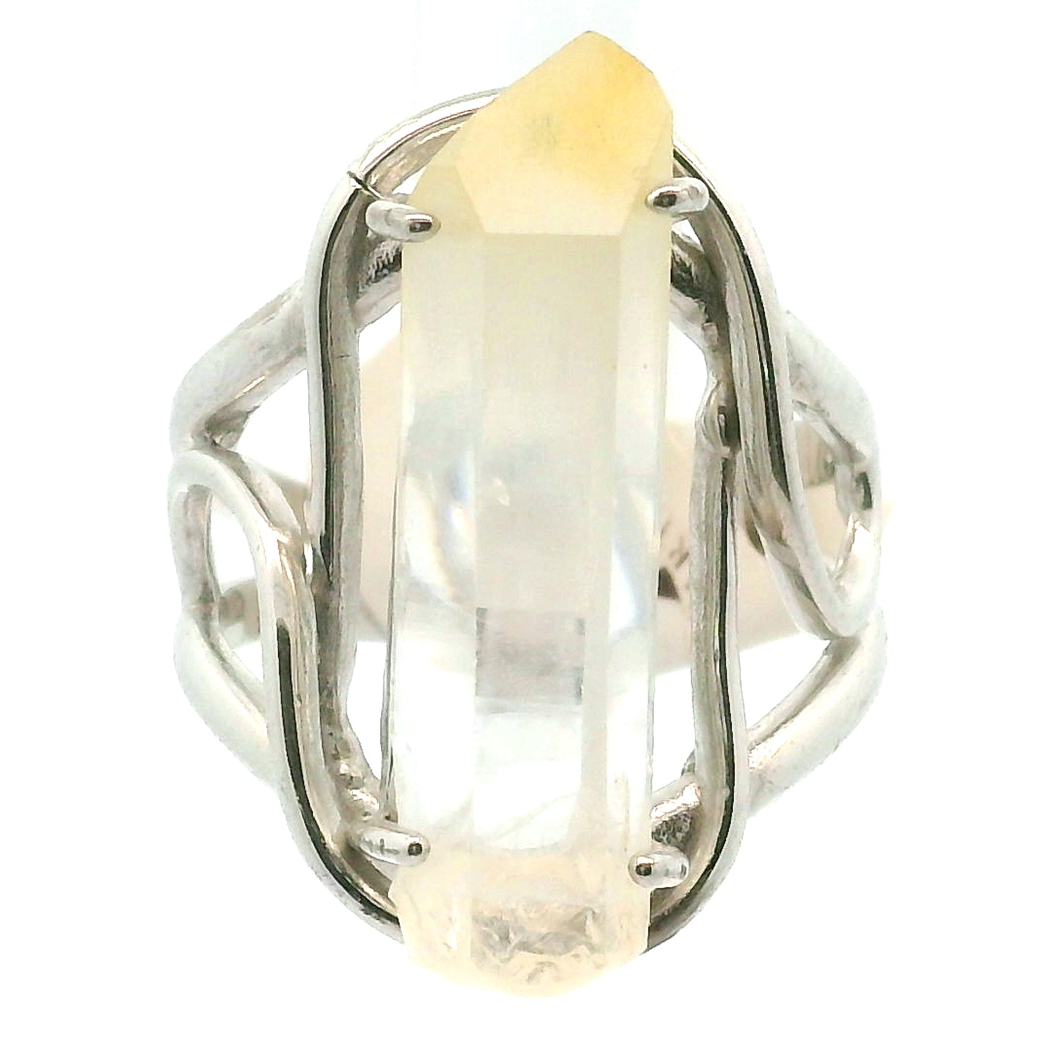 Mango Tip Quartz Cuff Ring for Healing, Manifestation and New Beginnings