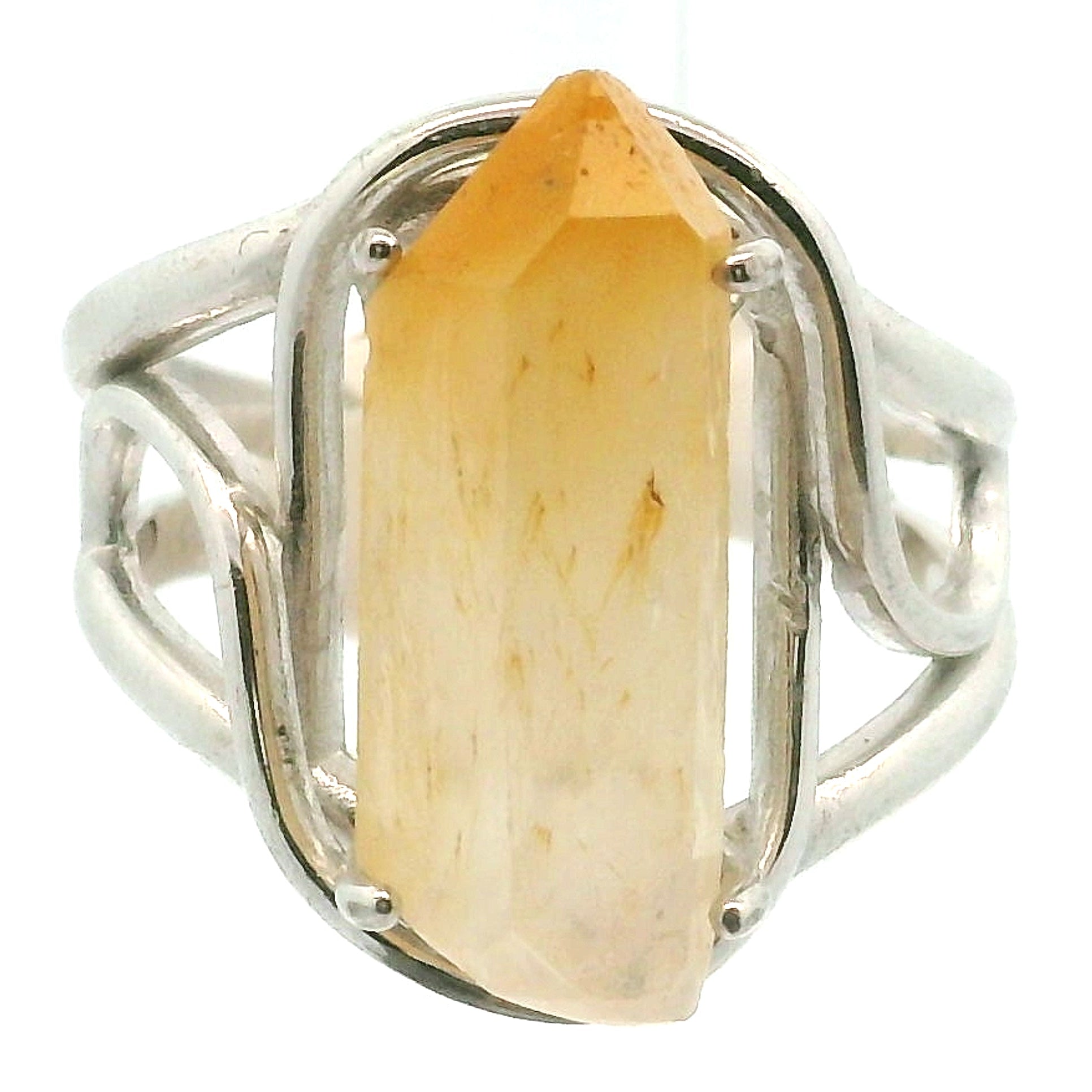 Mango Tip Quartz Cuff Ring for Healing, Manifestation and New Beginnings