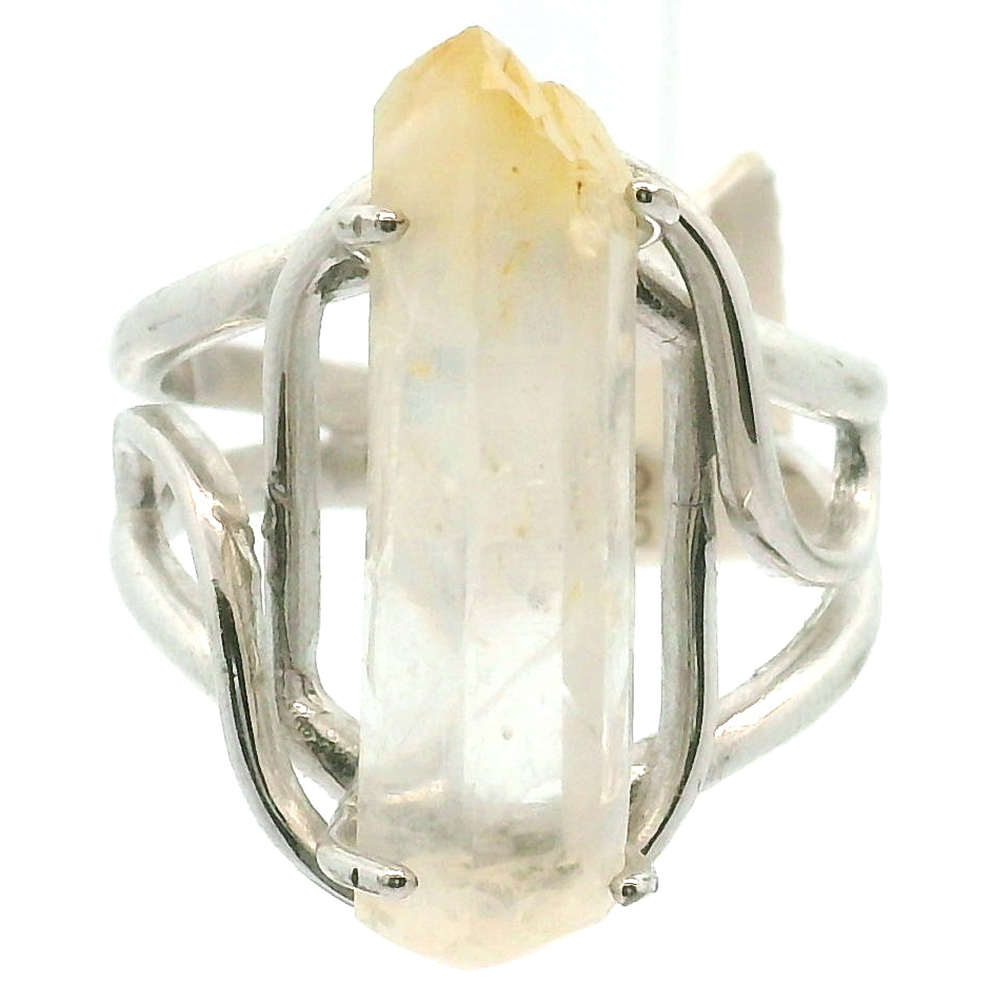 Mango Tip Quartz Cuff Ring for Healing, Manifestation and New Beginnings