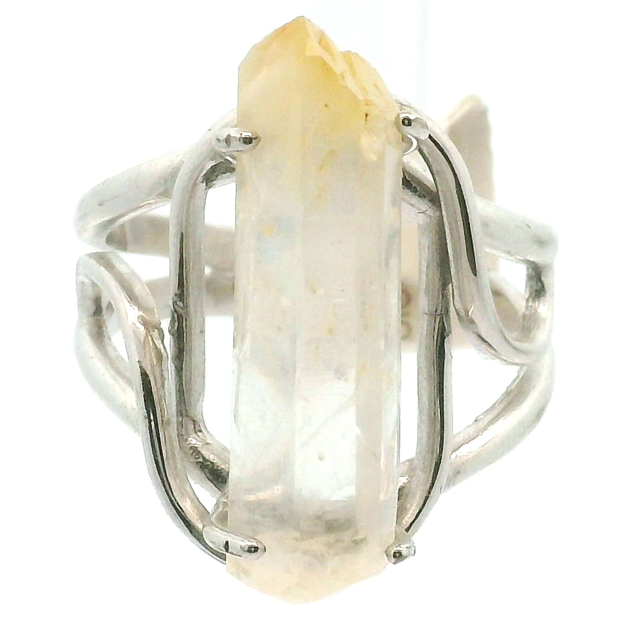 Mango Tip Quartz Cuff Ring for Healing, Manifestation and New Beginnings
