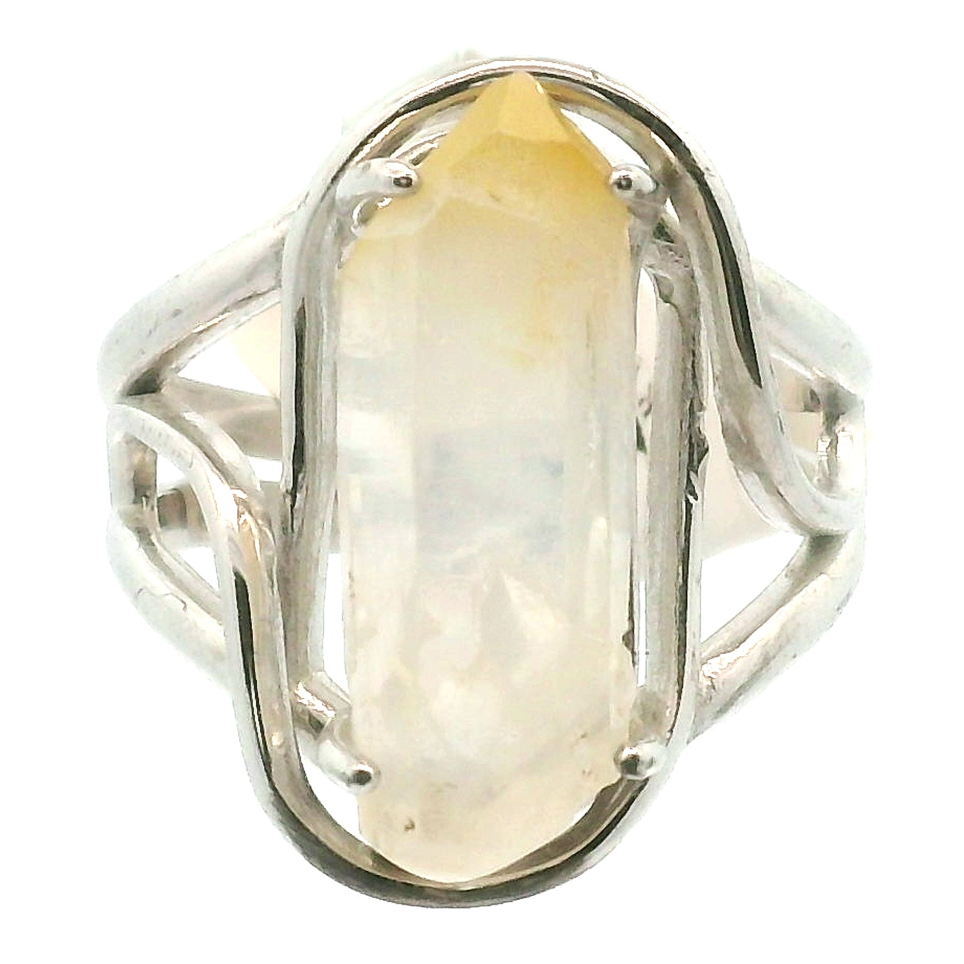 Mango Tip Quartz Cuff Ring for Healing, Manifestation and New Beginnings