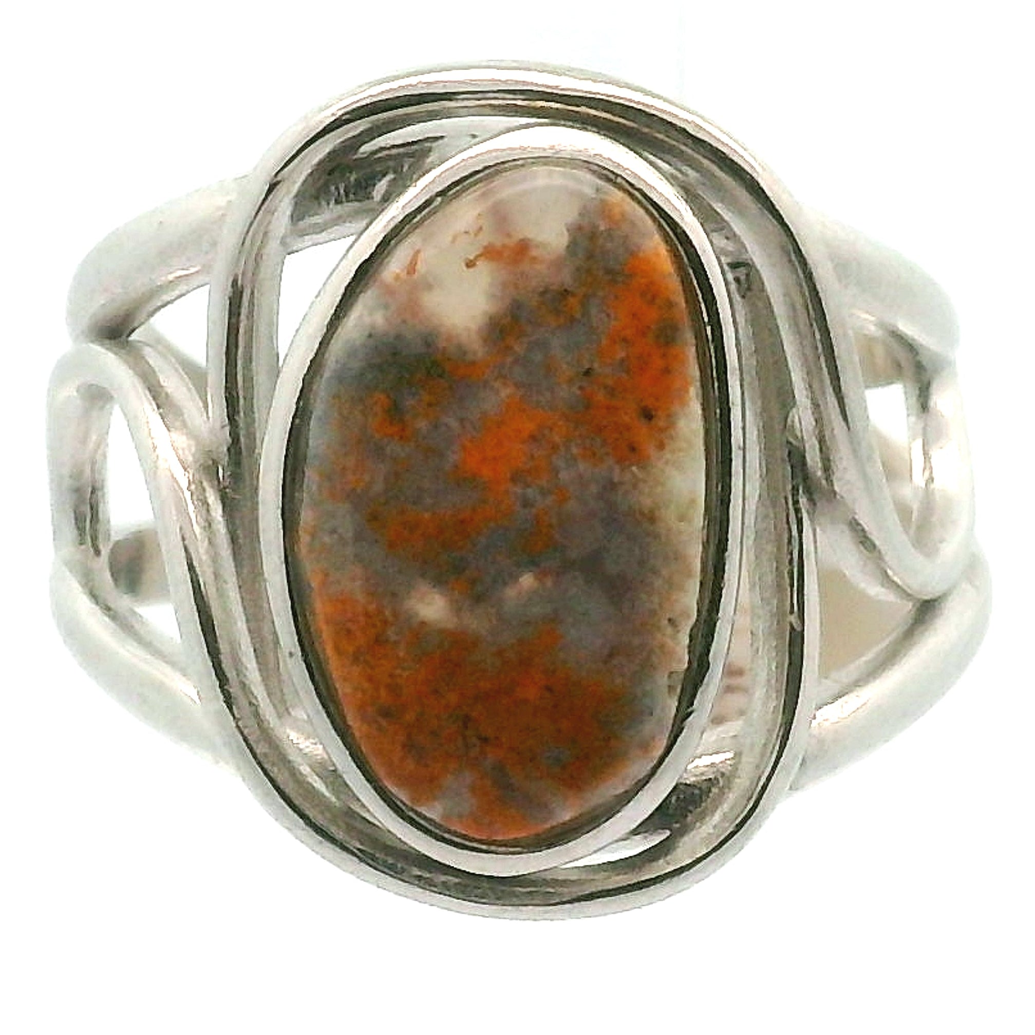 Magma Chalcedony Adjustable Cuff Ring .925 Silver for Promoting Creativity
