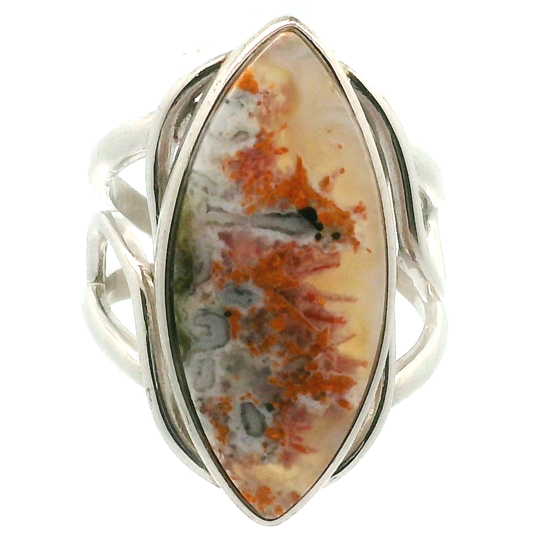 Magma Chalcedony Cuff Ring .925 Silver for Promoting Creativity