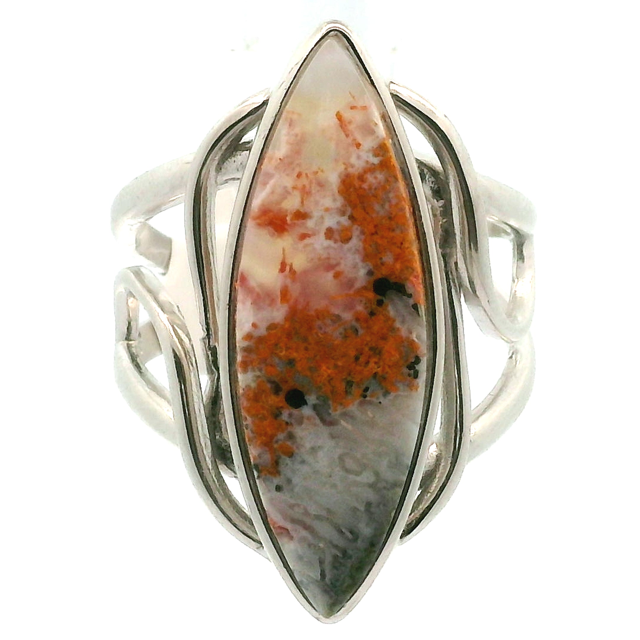 Magma Chalcedony Cuff Ring .925 Silver for Promoting Creativity
