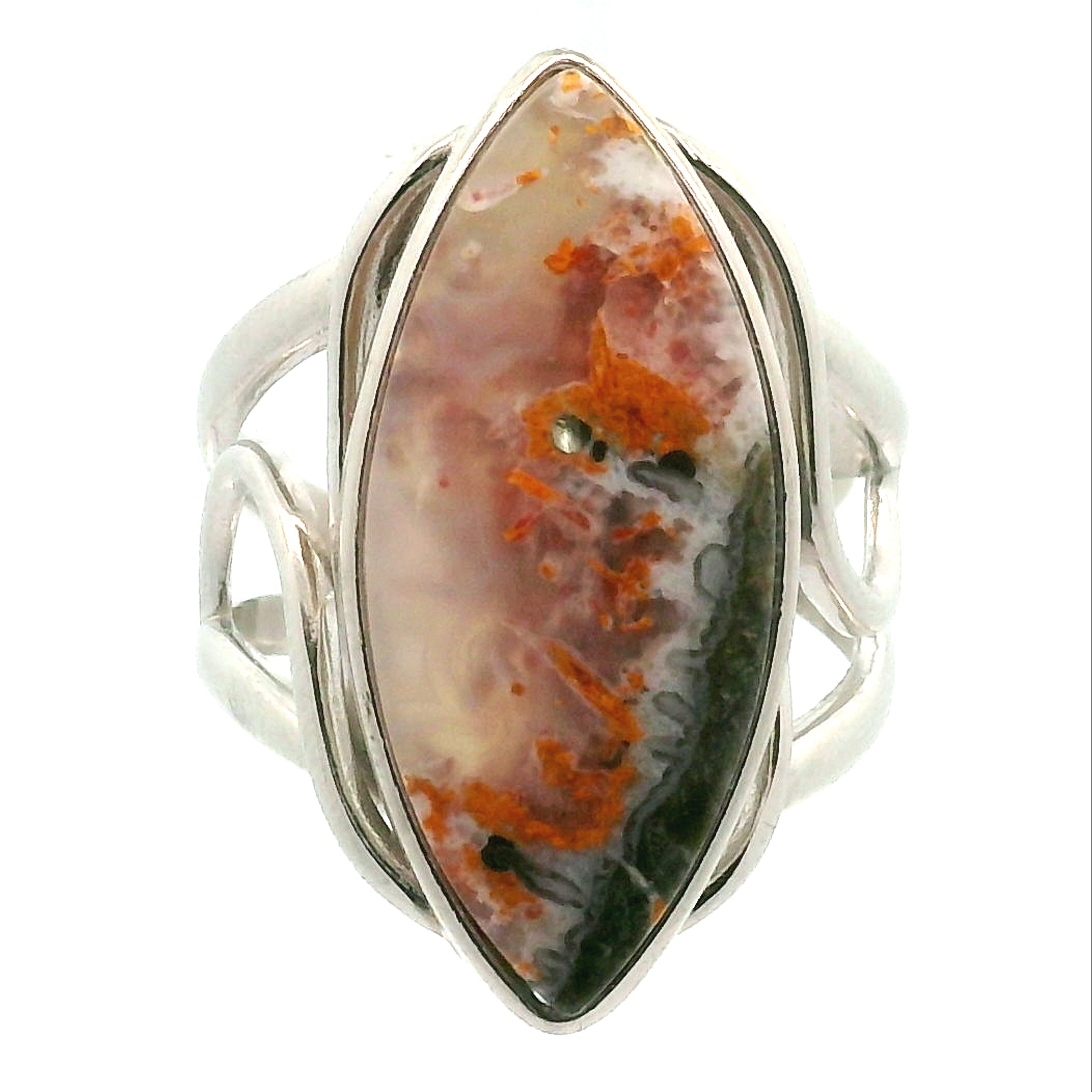 Magma Chalcedony Cuff Ring .925 Silver for Promoting Creativity