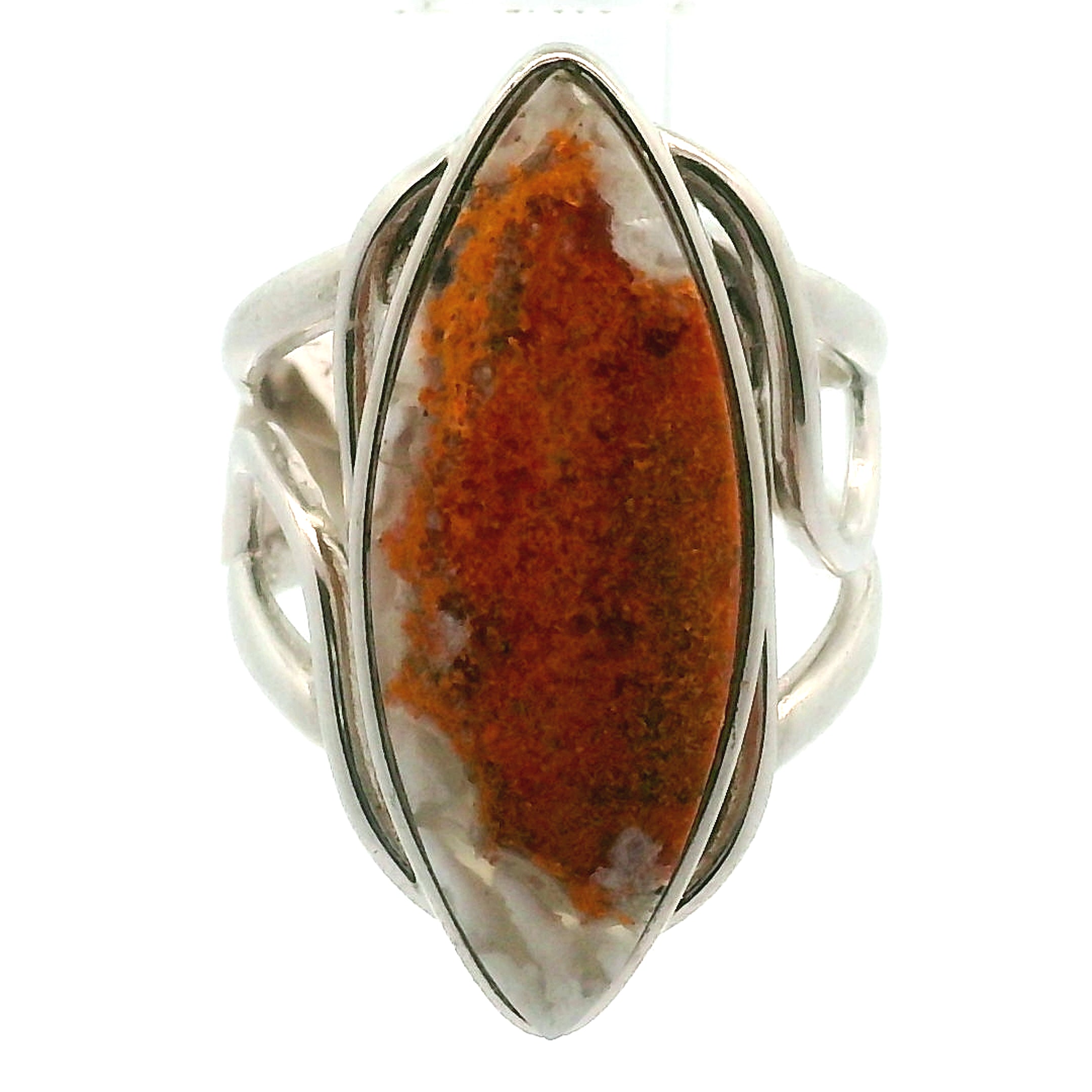 Magma Chalcedony Cuff Ring .925 Silver for Promoting Creativity
