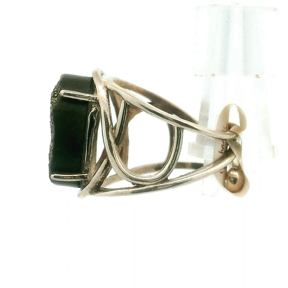 Rainbow Pyrite Cuff Ring .925 Silver for Luck & Manifestation