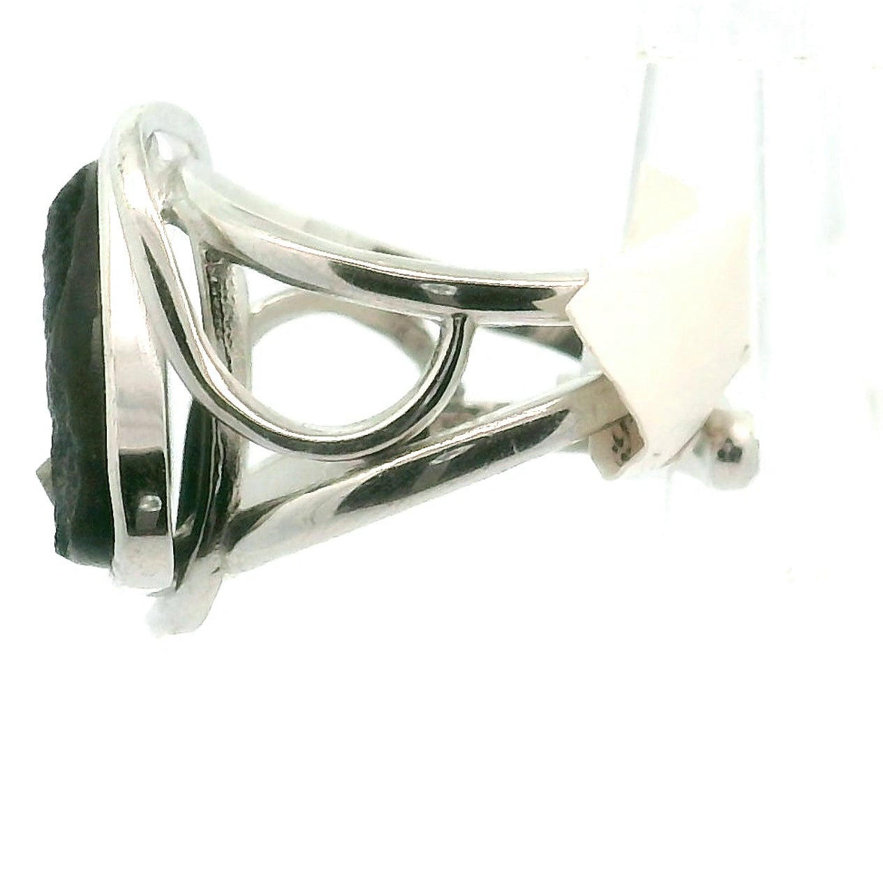 Pyrite in Schist Cuff Ring .925 Silver for Luck & Manifestation