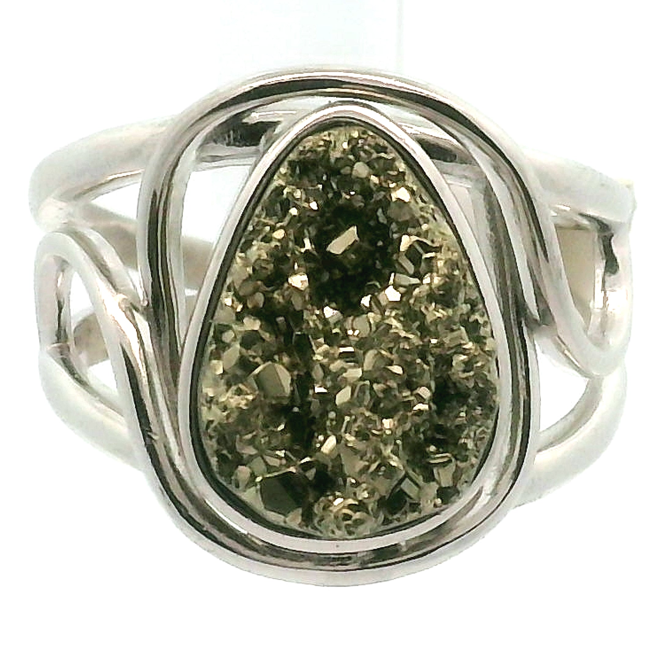 Pyrite Cuff Ring .925 Silver for Luck & Manifestation