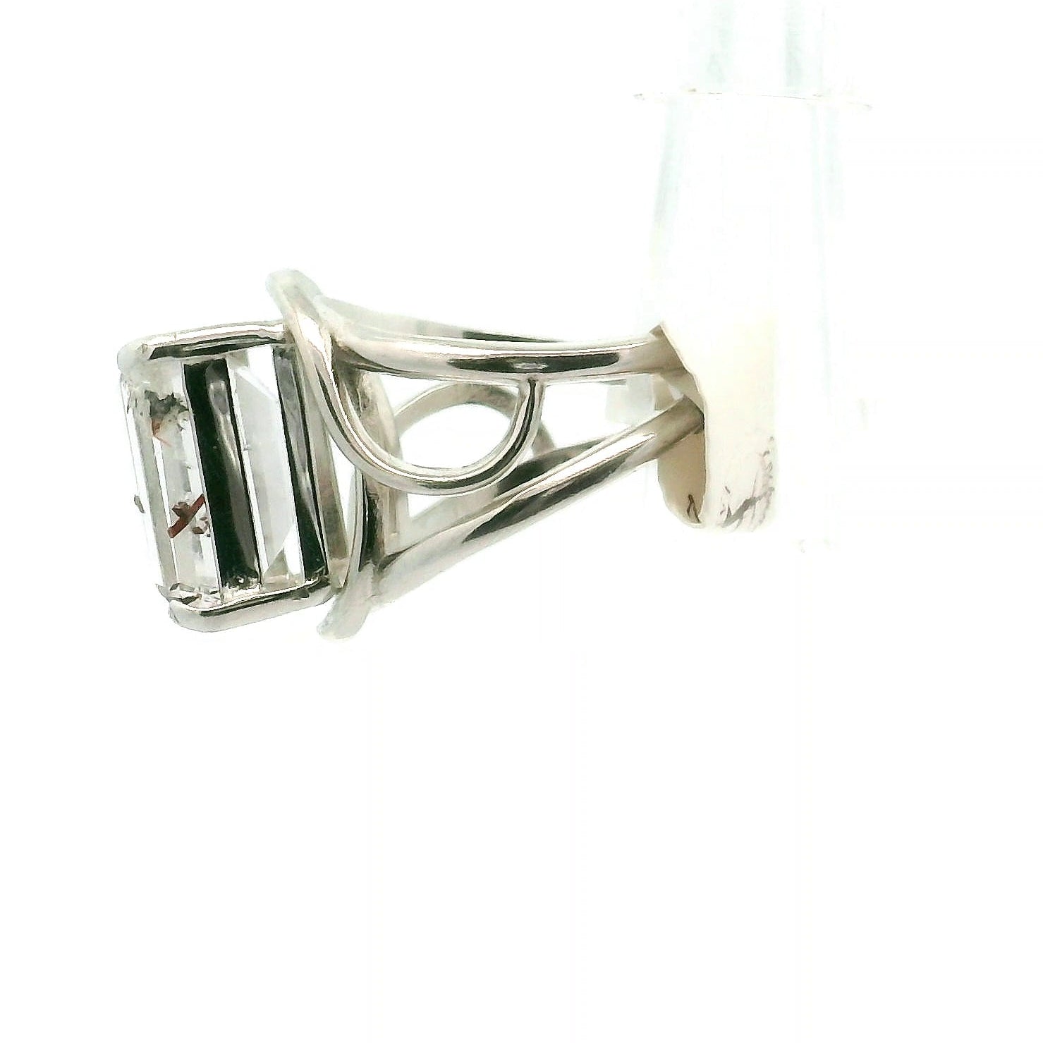 Red Rutile in Quartz Cuff Ring 925 Silver for Manifestation, Life Force Energy and Renewal