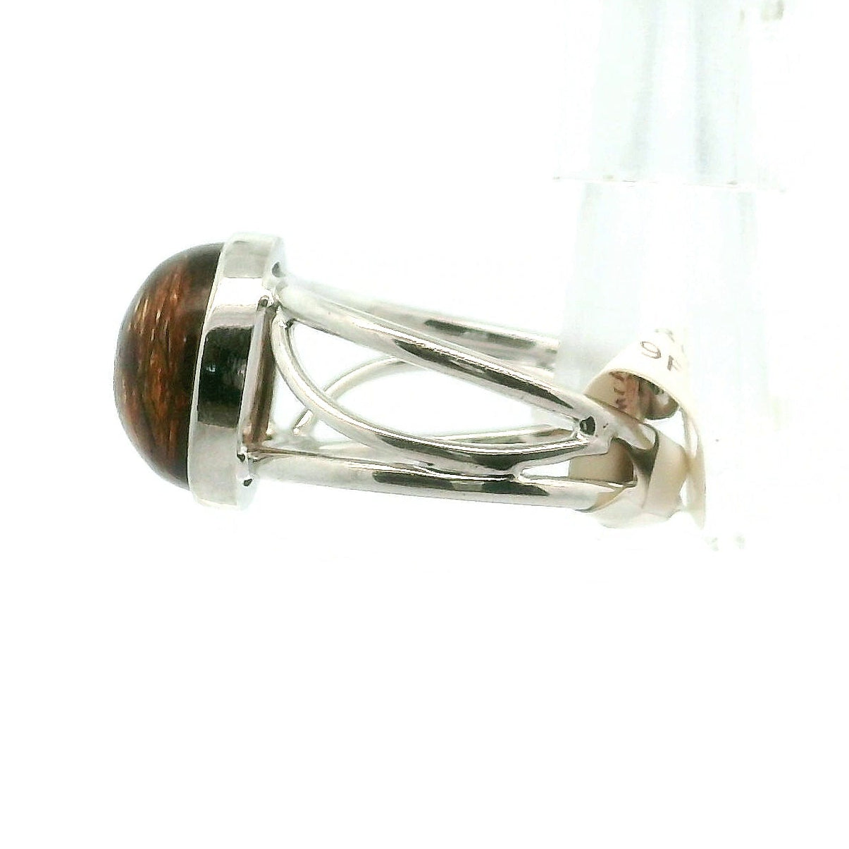 Smoky Quartz with Copper Rutile Finger Cuff Adjustable Ring .925 Silver for Energetic Cleansing, Accelerated Manifestations and Protection