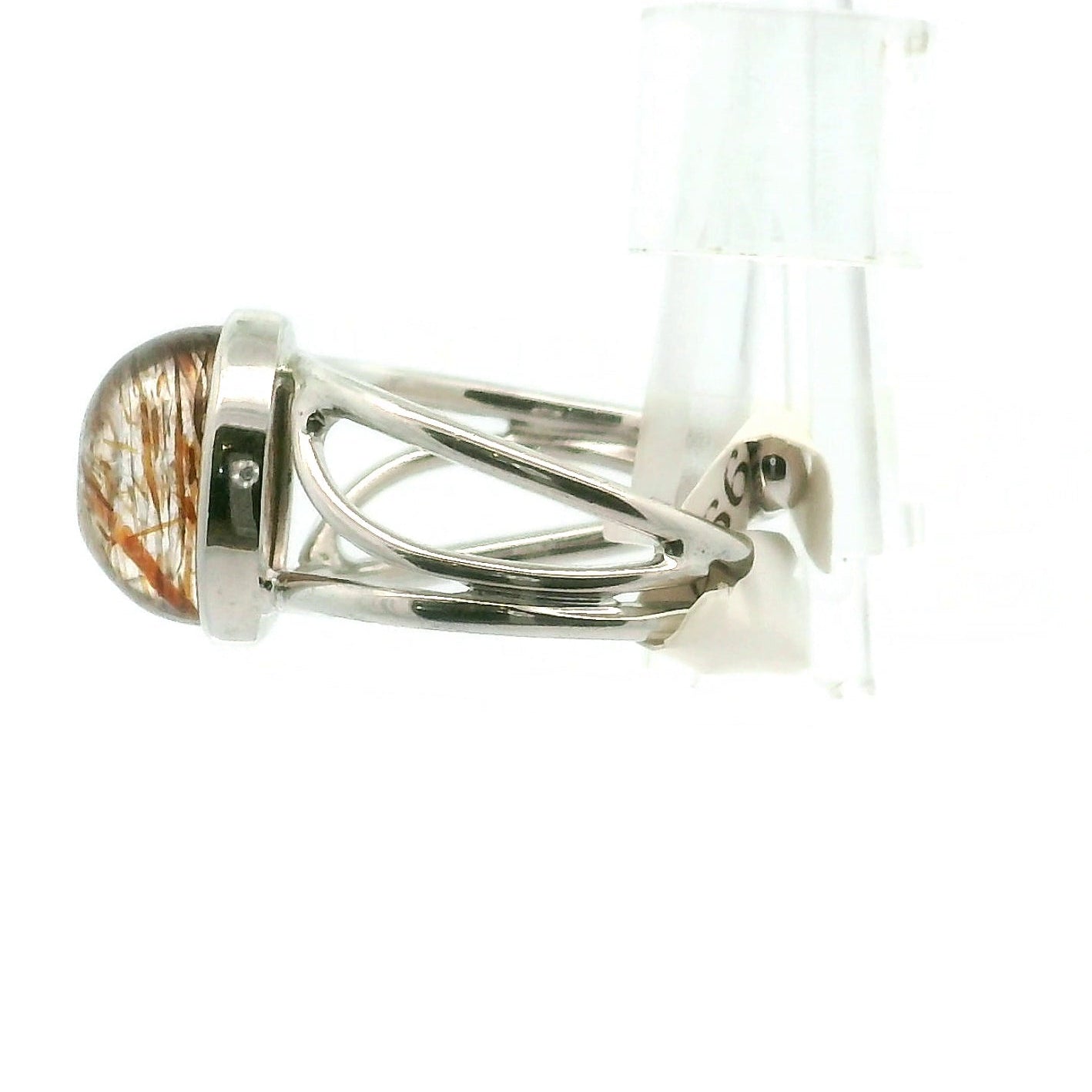 Smoky Quartz with Copper Rutile Cuff Ring .925 Silver for Energetic Cleansing, Accelerated Manifestations and Protection