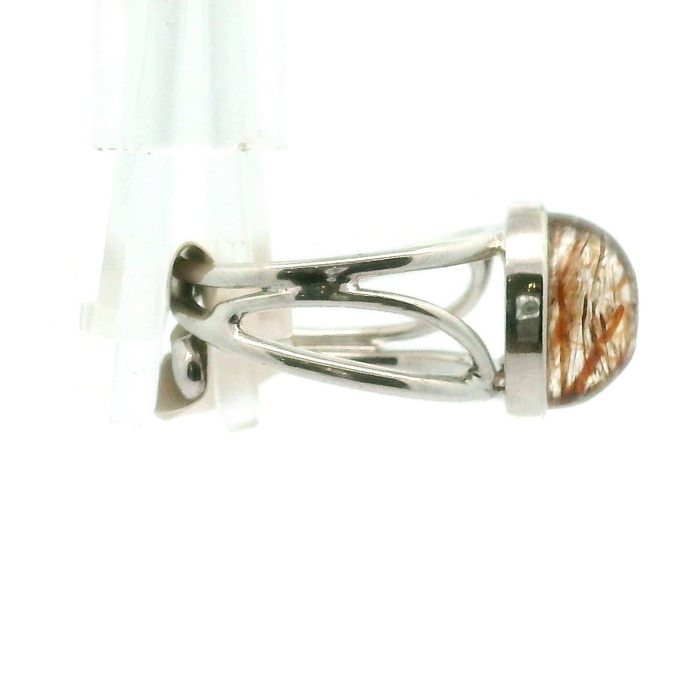 Smoky Quartz with Copper Rutile Cuff Ring .925 Silver for Energetic Cleansing, Accelerated Manifestations and Protection