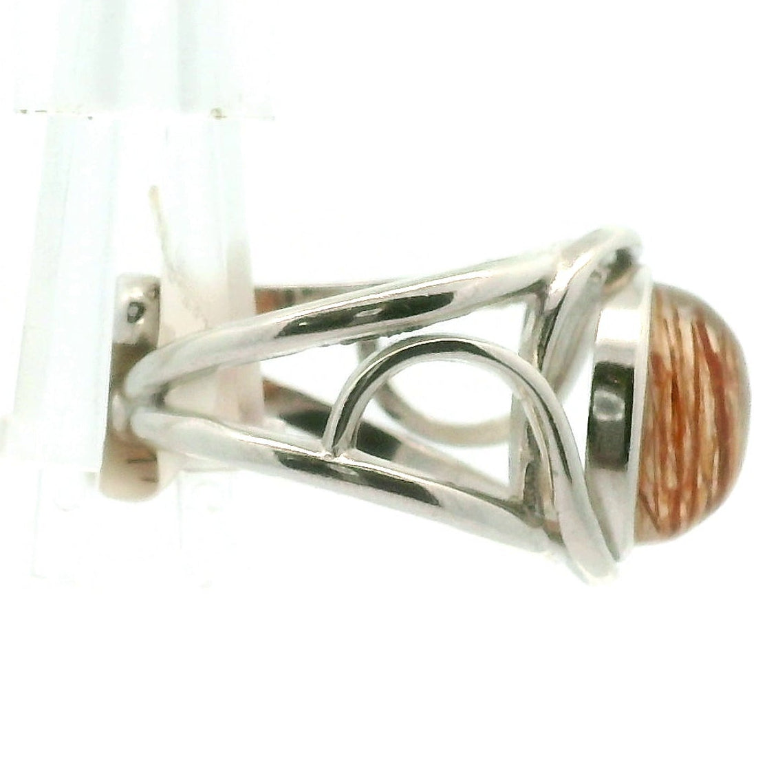 Copper Rutile Adjustable Finger Cuff Ring .925 Silver for Accelerating Intentions and Manifesting