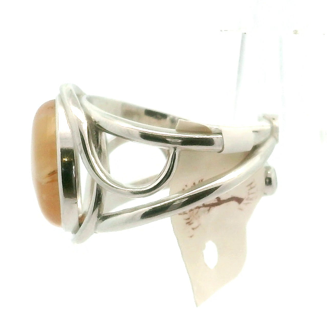 Laguna Agate Cuff Ring in .925 Silver for Promoting Creativity, Hope, New Ideas & Positivity