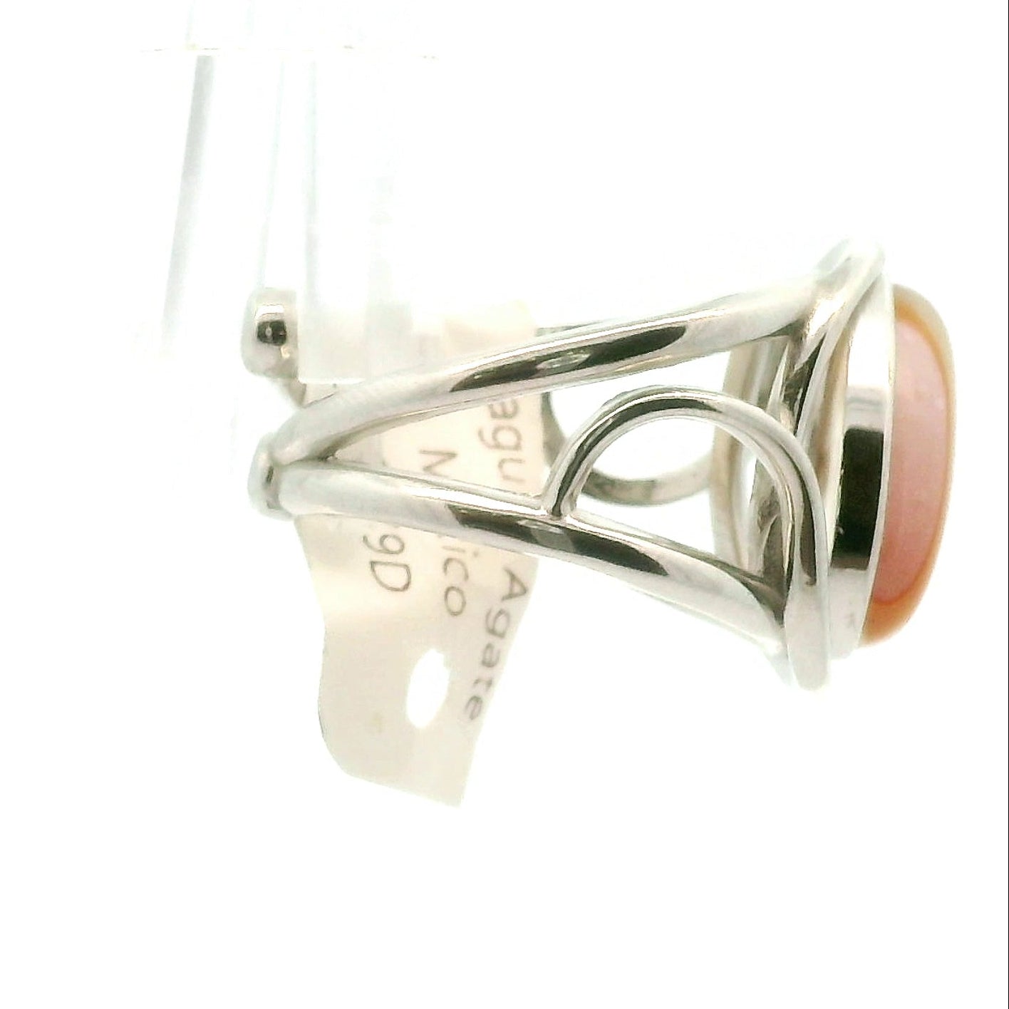 Laguna Agate Cuff Ring in .925 Silver for Promoting Creativity, Hope, New Ideas & Positivity