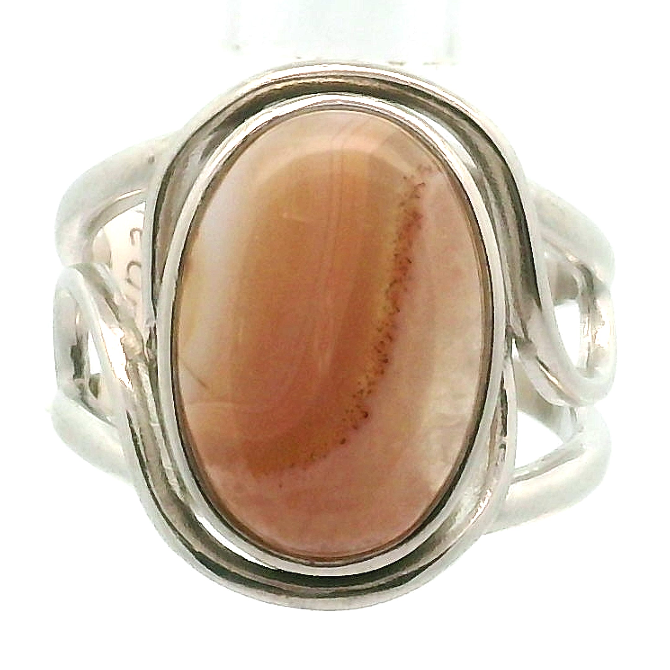 Laguna Agate Cuff Ring in .925 Silver for Promoting Creativity, Hope, New Ideas & Positivity