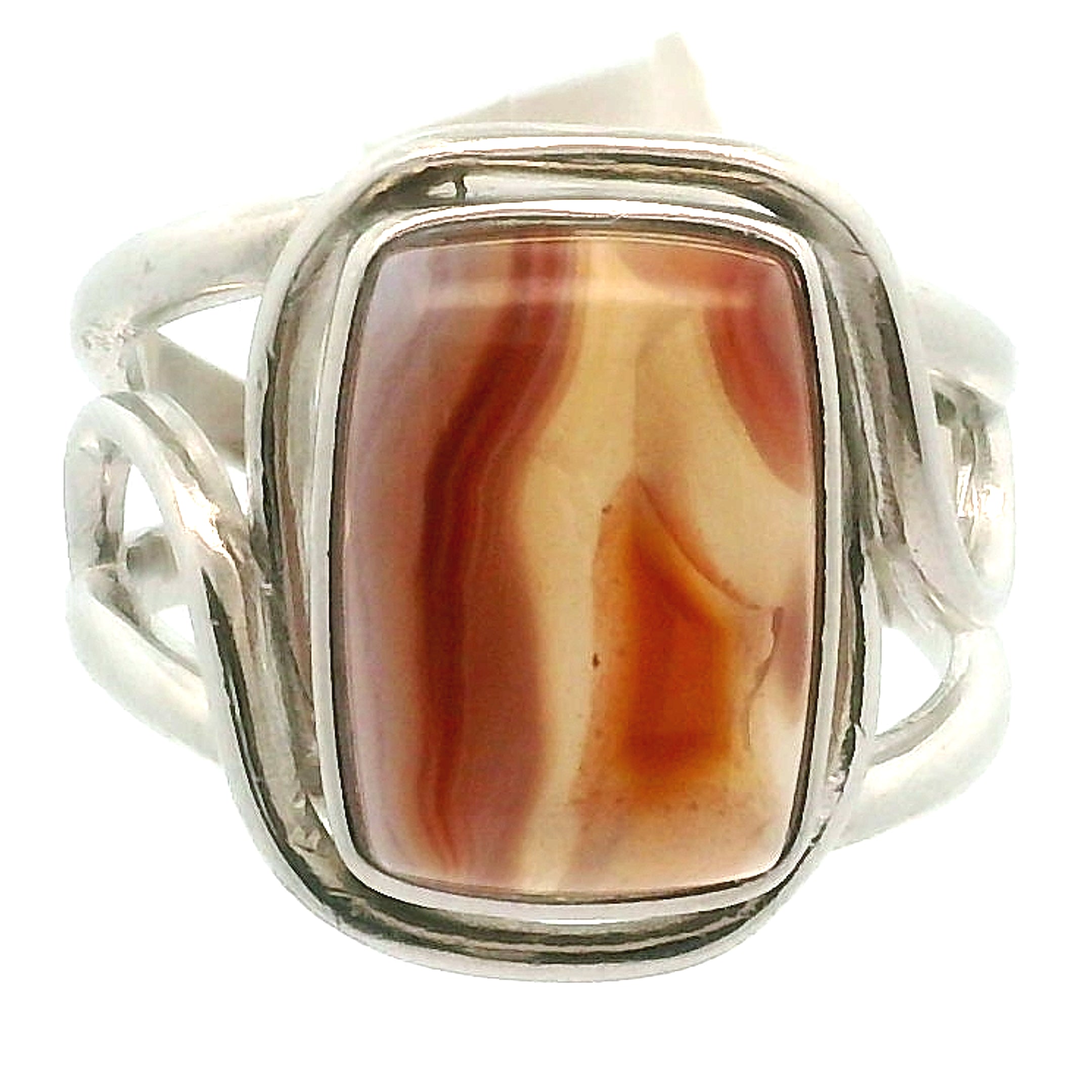 Laguna Agate Cuff Ring in .925 Silver for Promoting Creativity, Hope, New Ideas & Positivity
