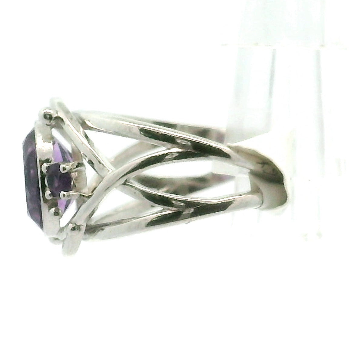 Amethyst Celestial Axis Cuff Ring .925 Silver for Intuition and Connection with the Divine