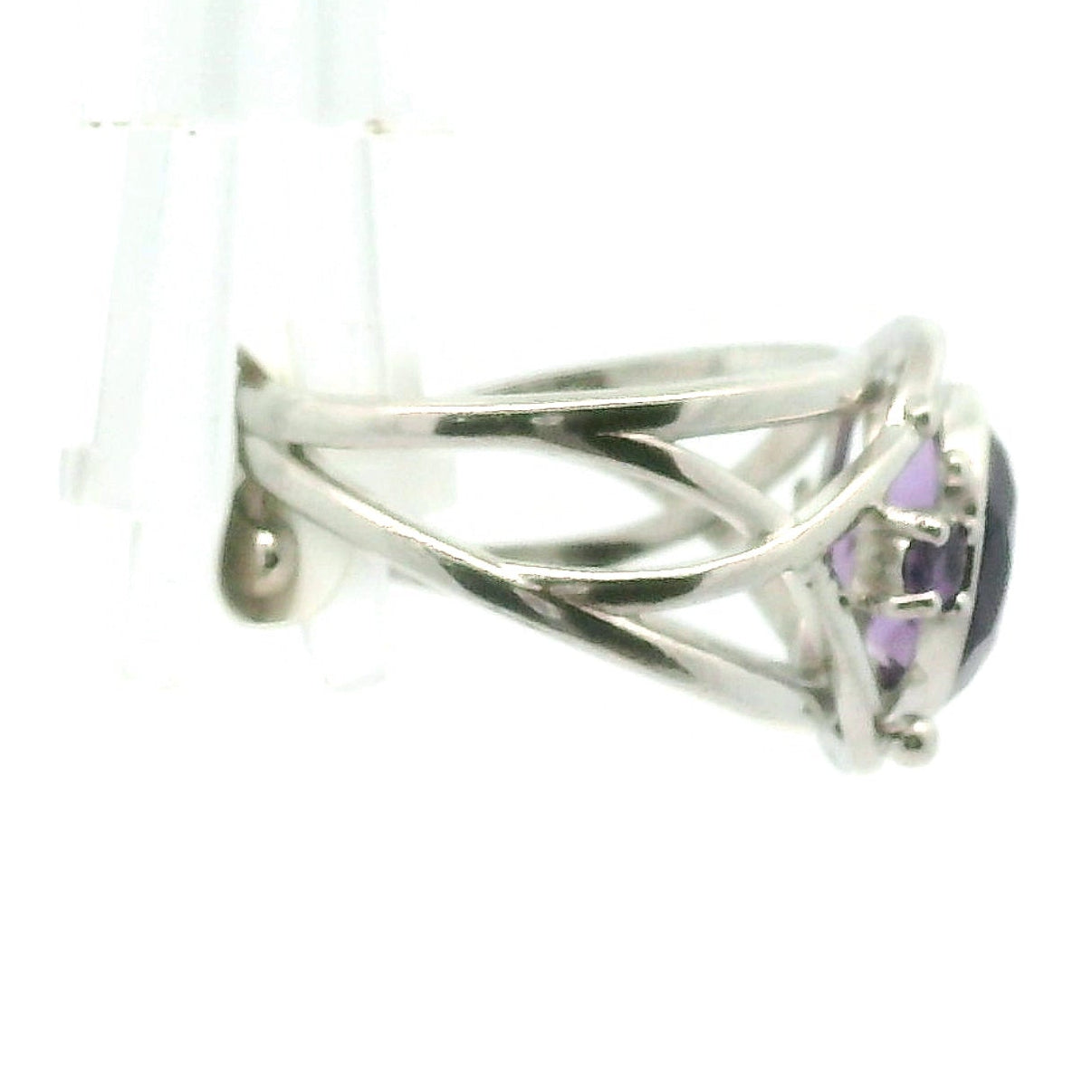 Amethyst Celestial Axis Cuff Ring .925 Silver for Intuition and Connection with the Divine