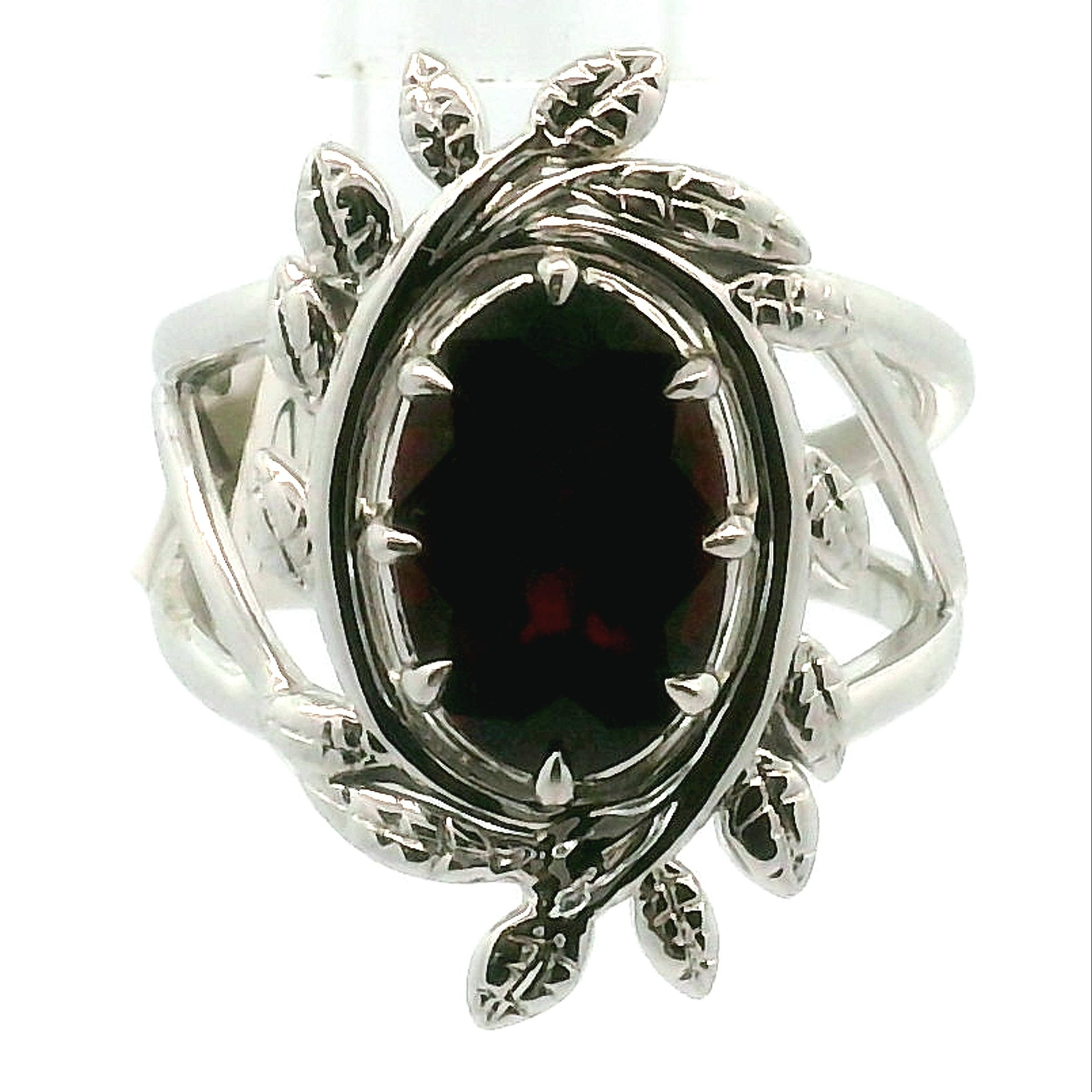 Garnet Wreath Cuff Ring .925 Silver for Strength and Universal Connection