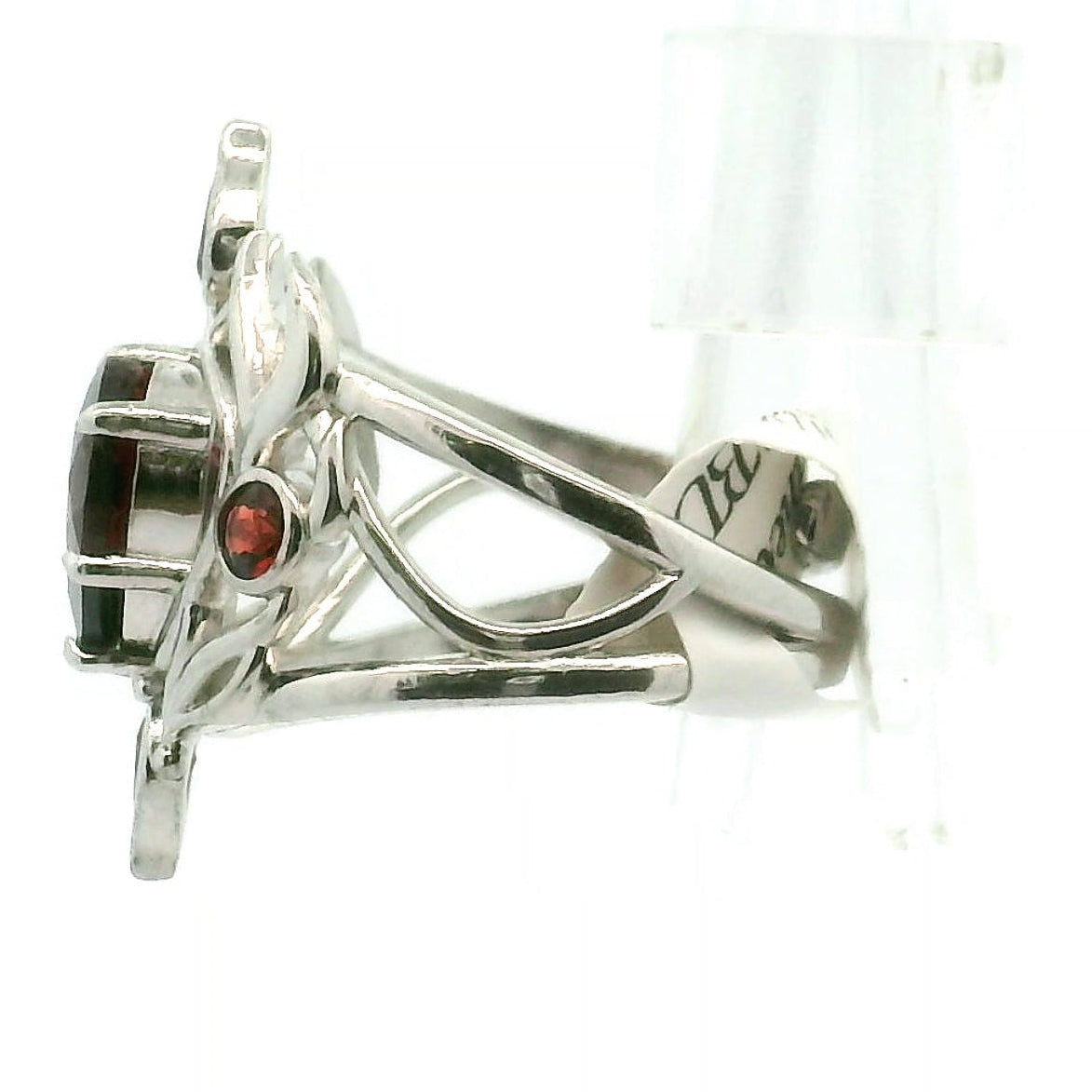 Preorder Garnet Sacred Flame Heart Cuff Ring .925 Silver for Strength and Universal Connection