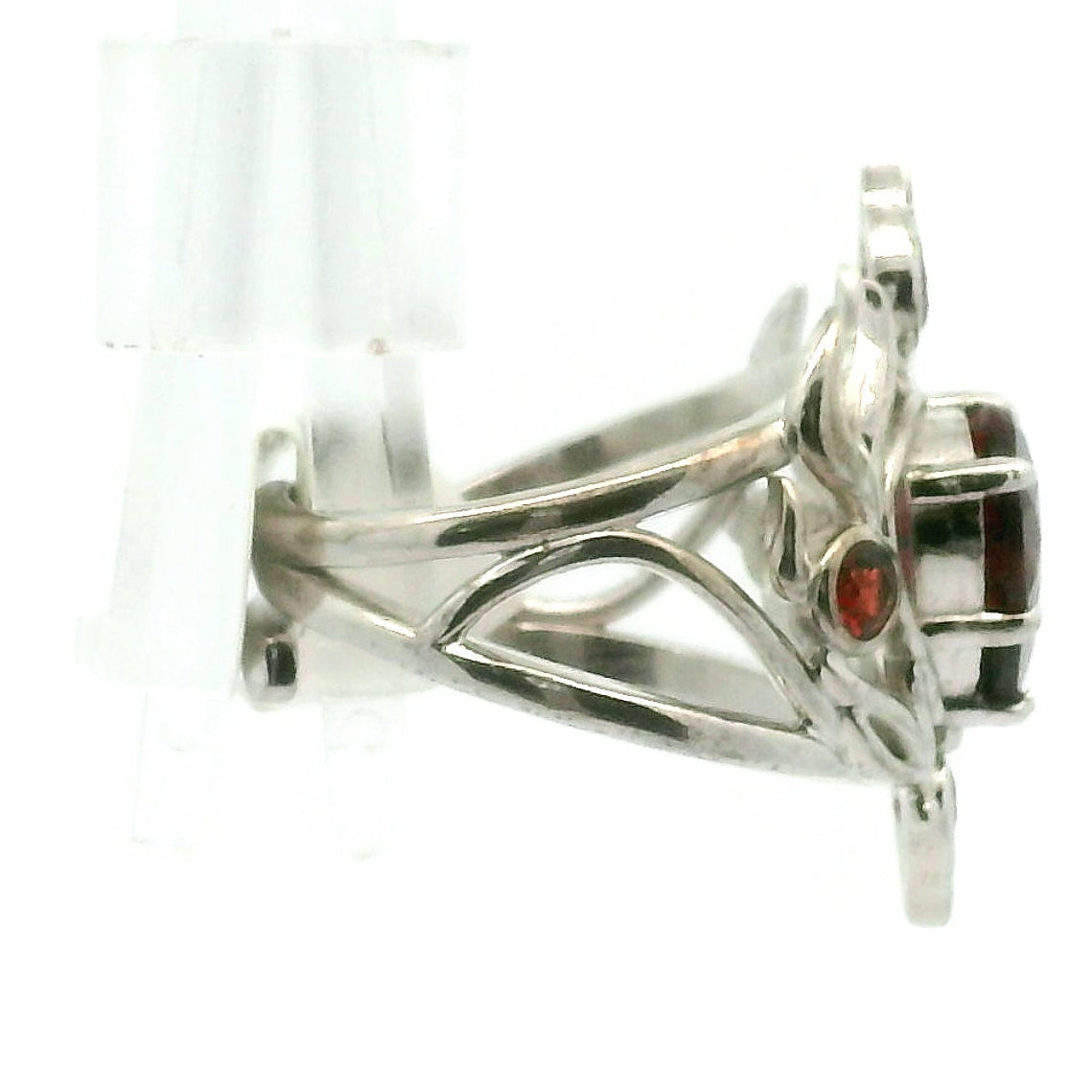 Preorder Garnet Sacred Flame Heart Cuff Ring .925 Silver for Strength and Universal Connection