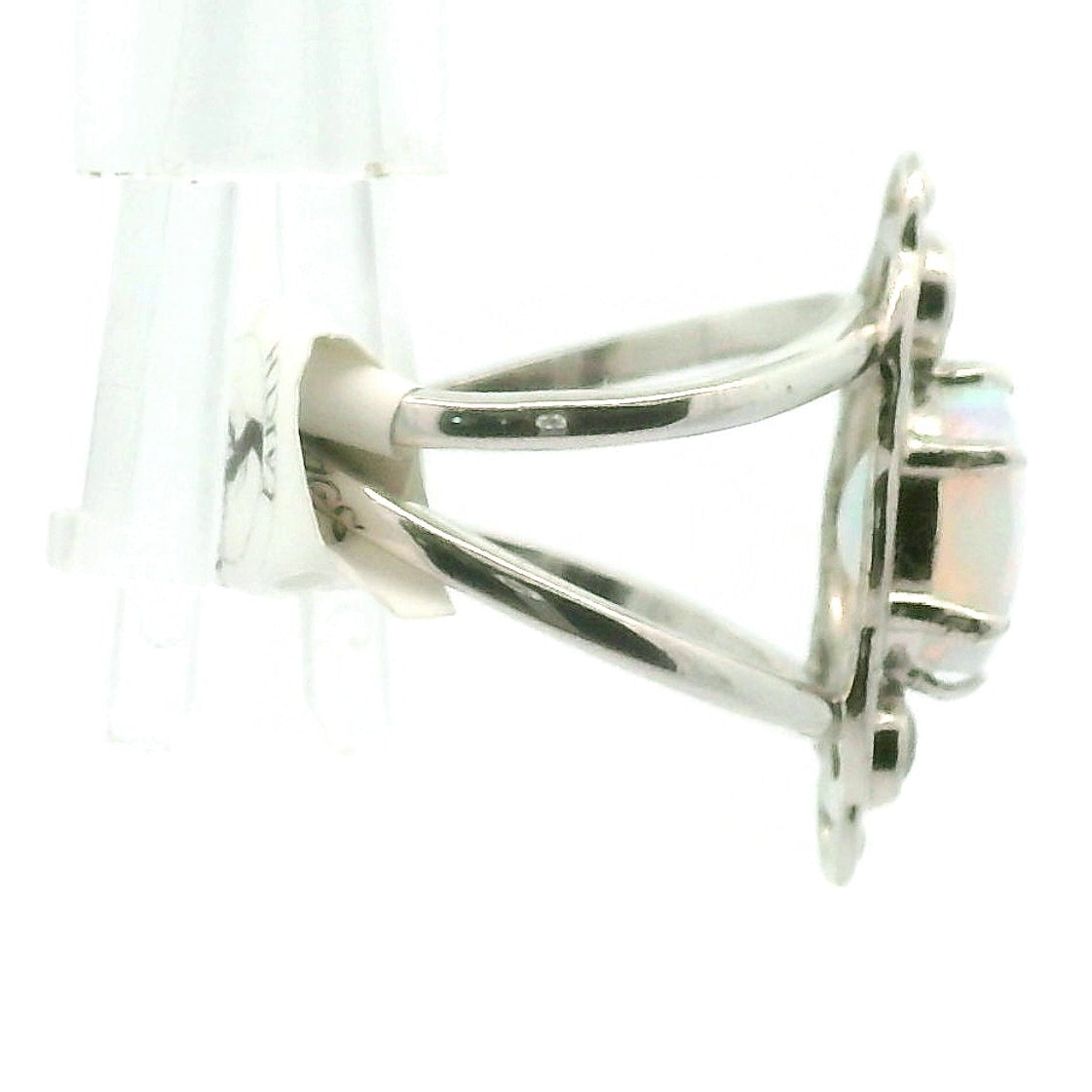 Opal & Moonstone Orbit Adjustable Cuff Ring .925 Silver for Transformation and Energy Protection