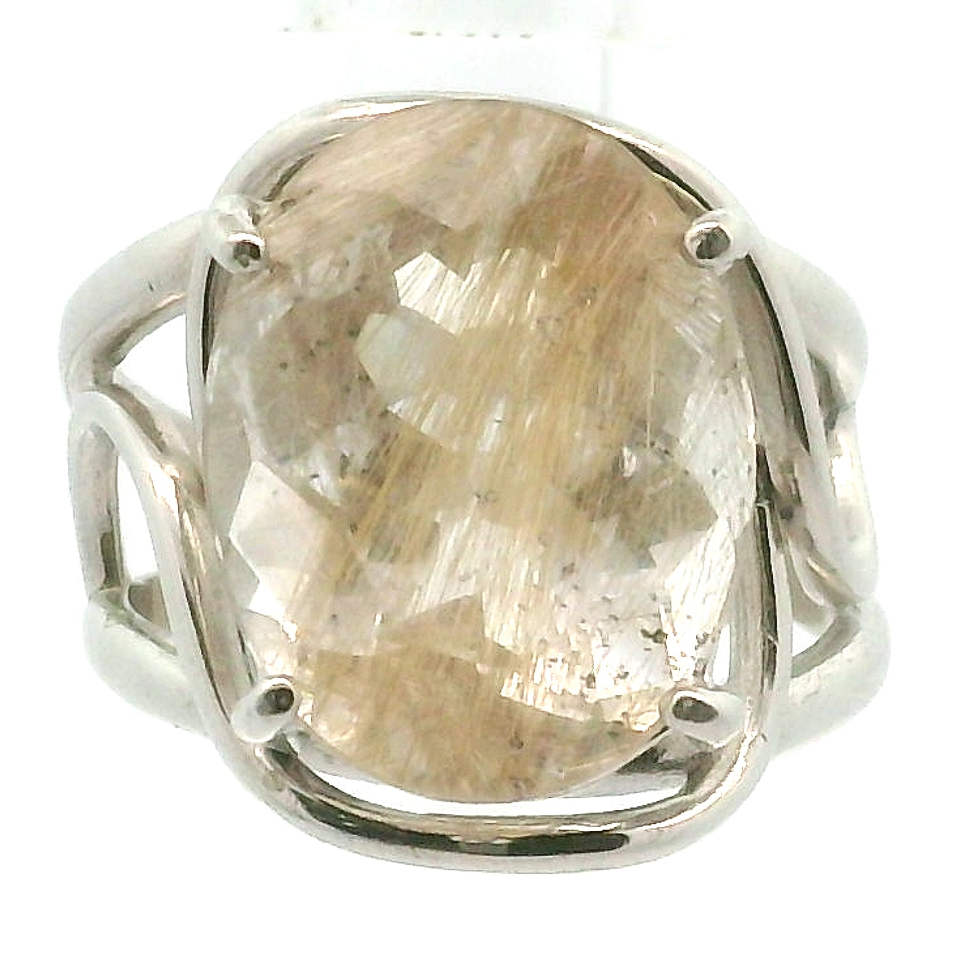 Gold Rutile Cuff Ring .925 Silver for Insight, Meditation & Shamanic Journey