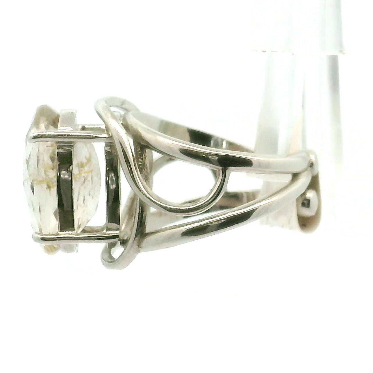 Gold Rutile Cuff Ring .925 Silver for Insight, Meditation & Shamanic Journey