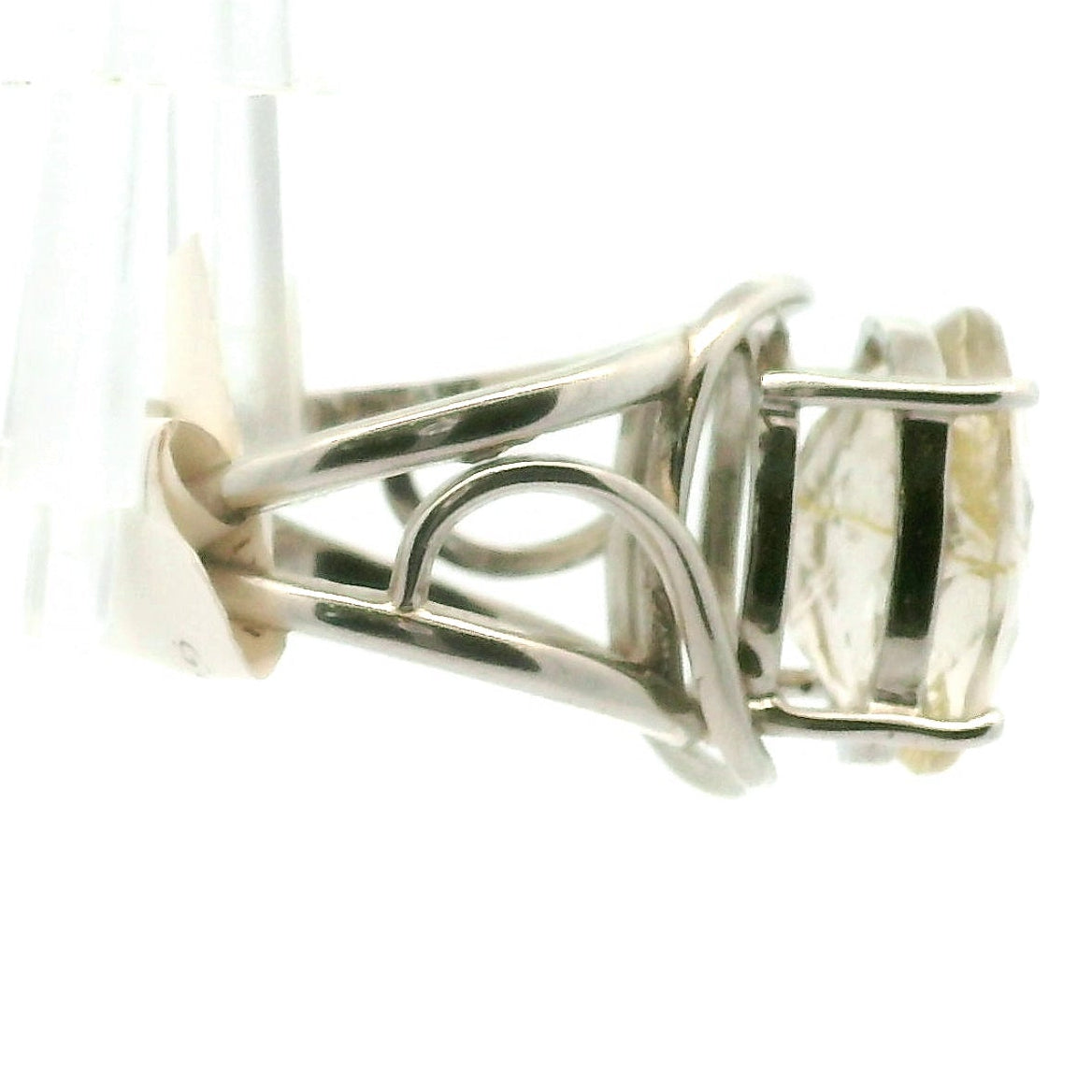 Gold Rutile Cuff Ring .925 Silver for Insight, Meditation & Shamanic Journey