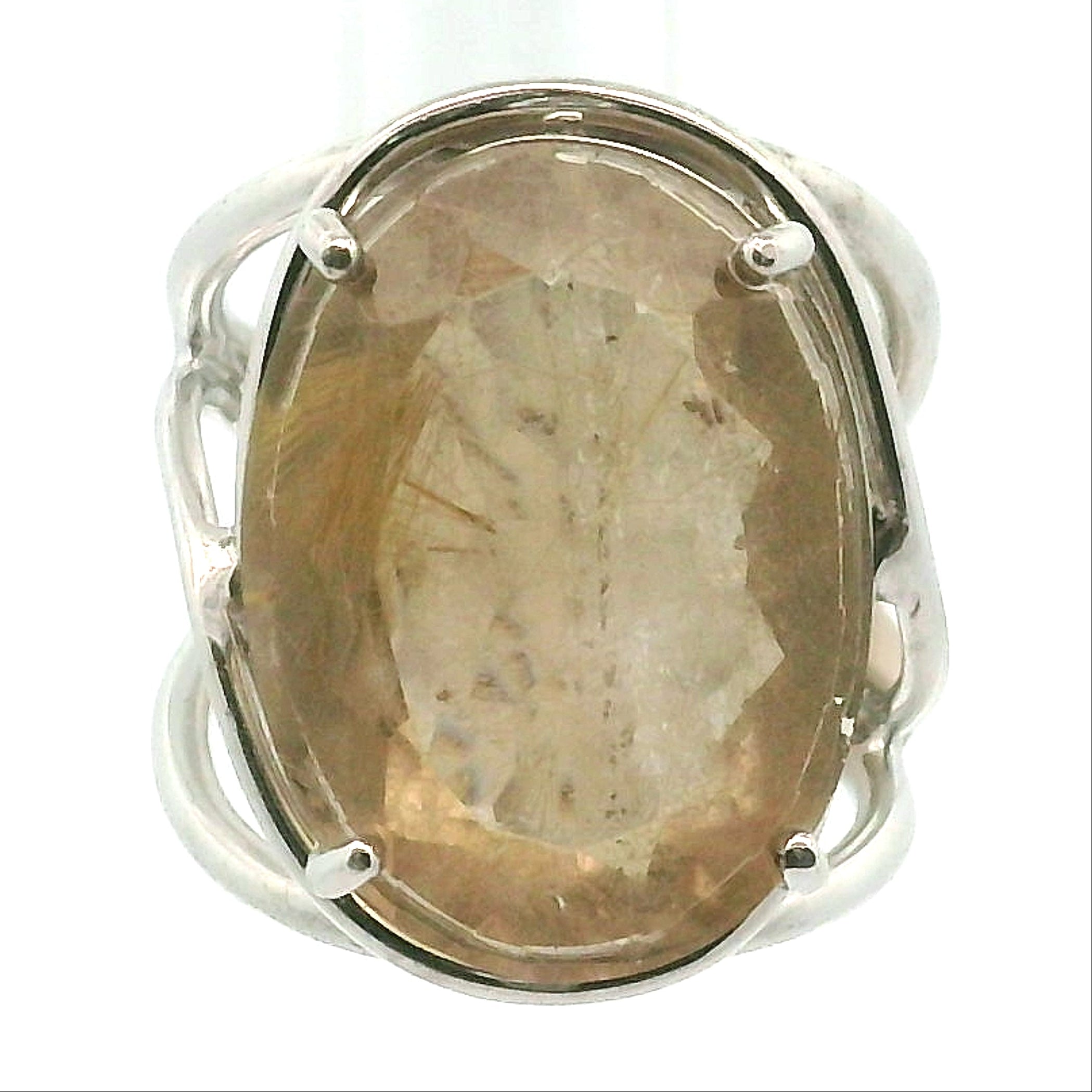 Gold Rutile Cuff Ring .925 Silver for Insight, Meditation & Shamanic Journey