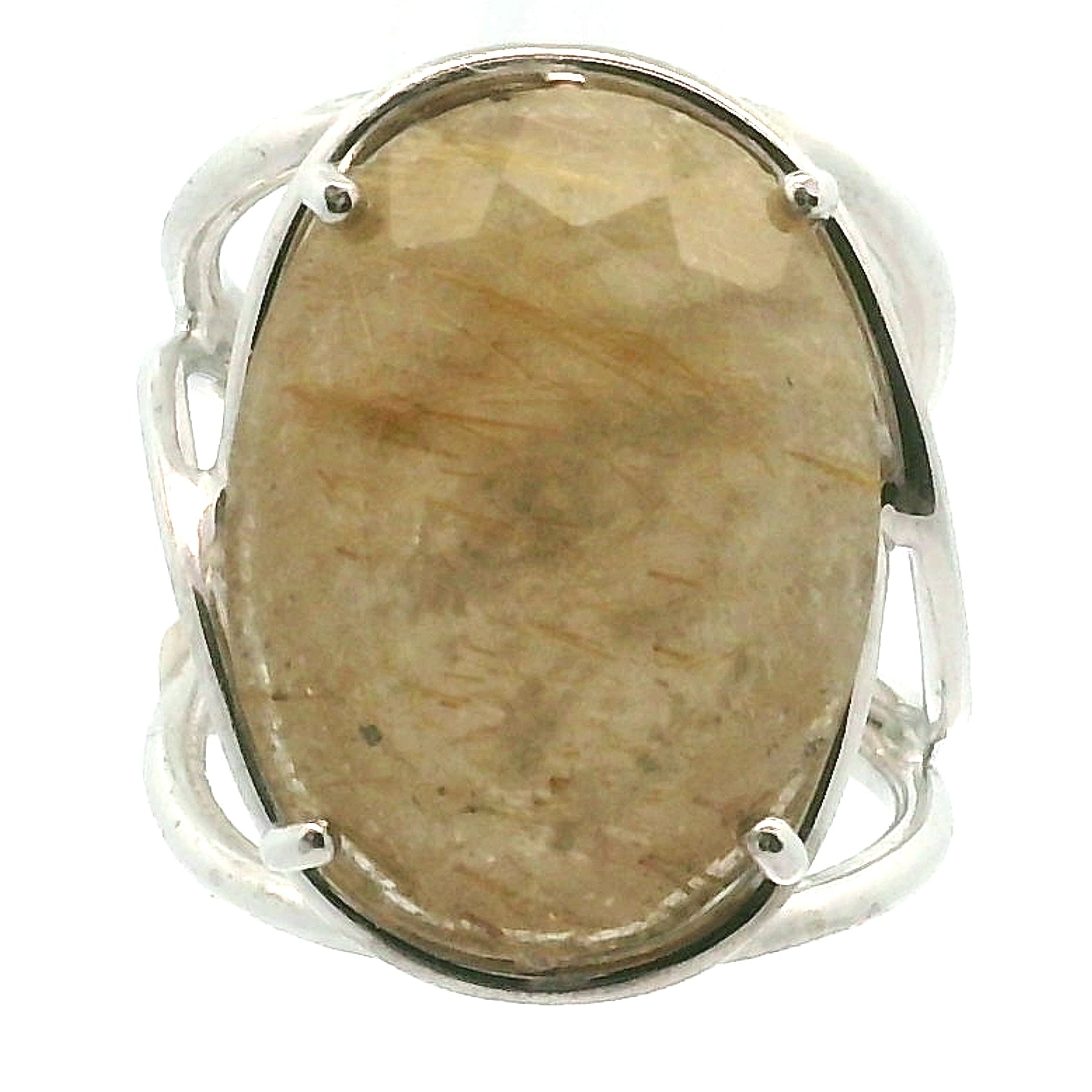 Gold Rutile Cuff Ring .925 Silver for Insight, Meditation & Shamanic Journey