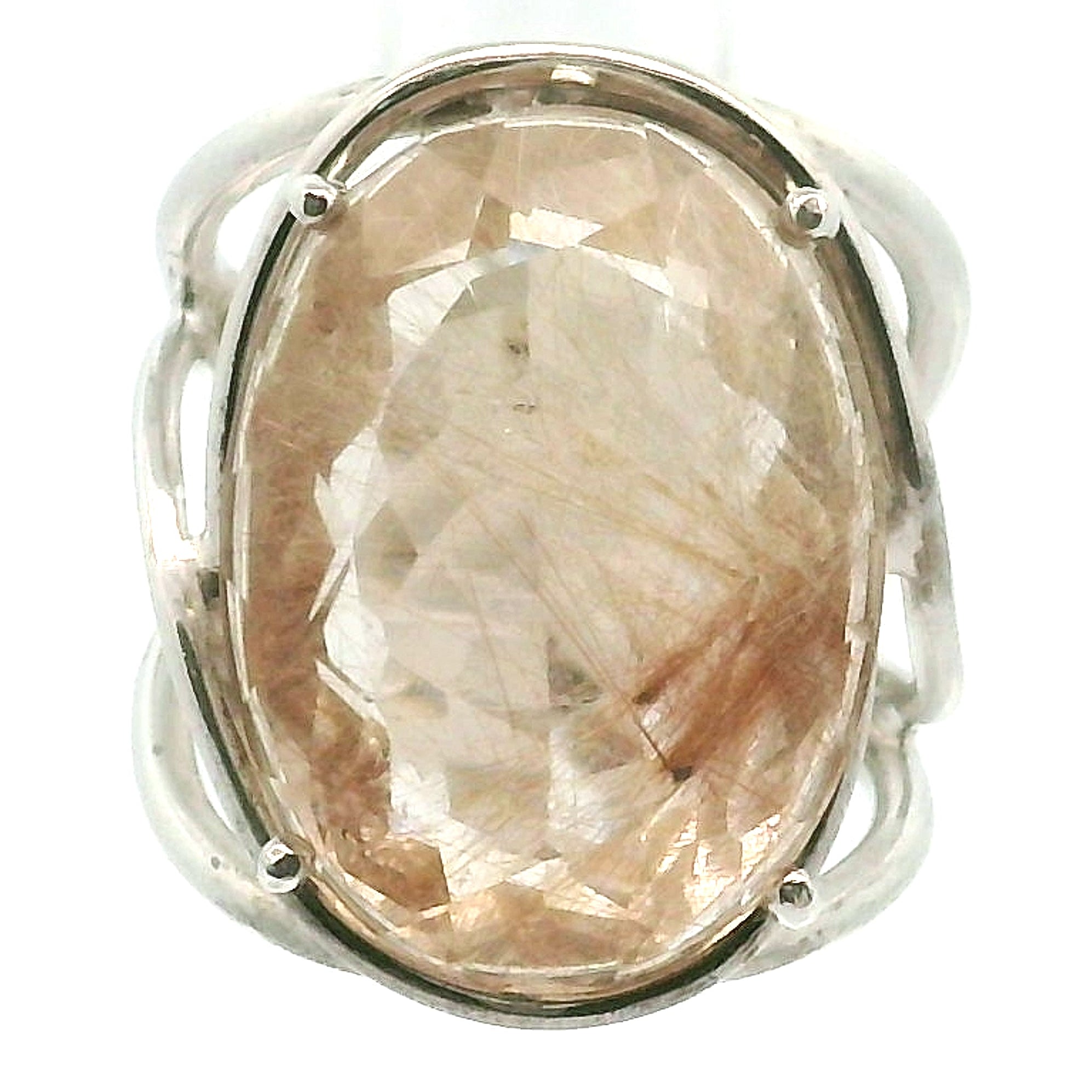 Gold Rutile Cuff Ring .925 Silver for Insight, Meditation & Shamanic Journey