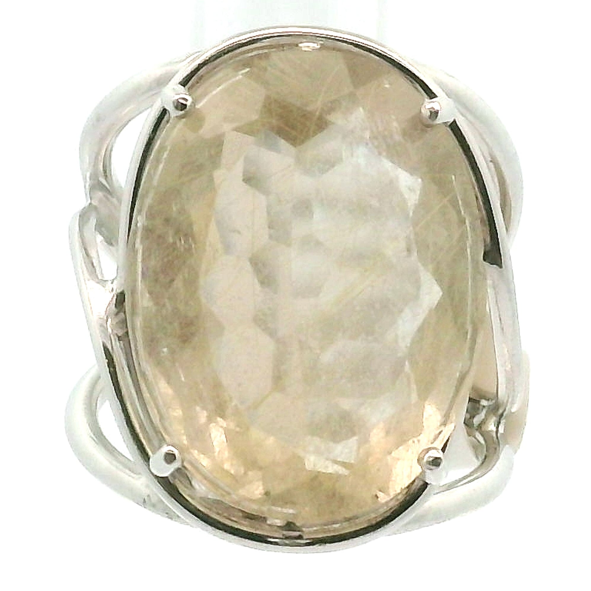 Gold Rutile Cuff Ring .925 Silver for Insight, Meditation & Shamanic Journey