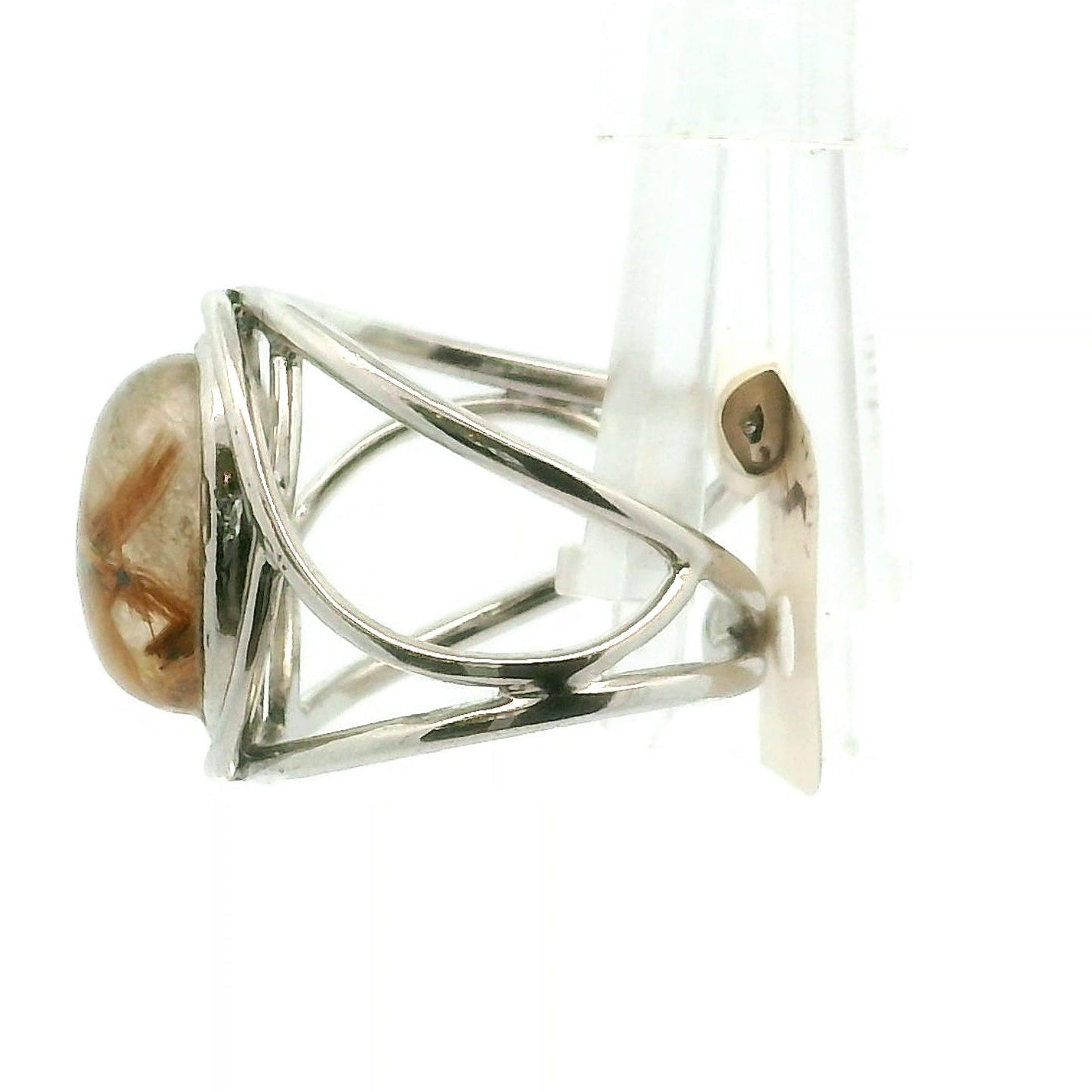Star Gold Rutile Cuff Ring .925 Silver for Accelerating Manifestations