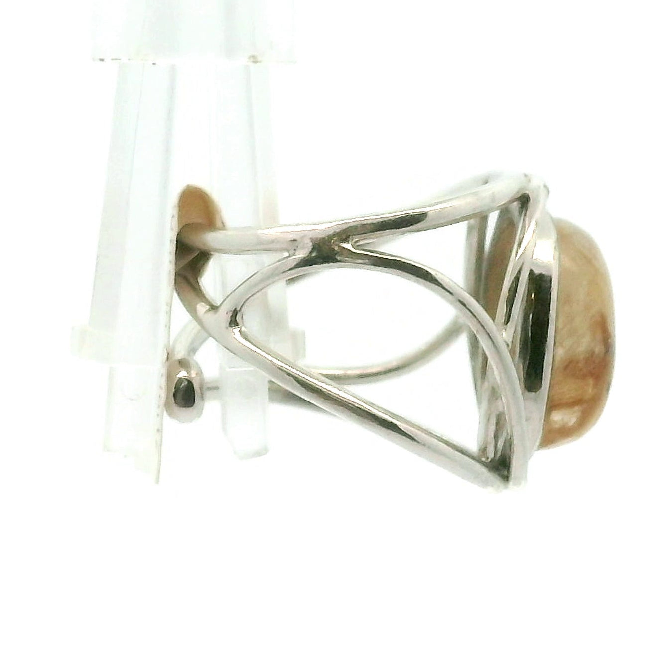 Star Gold Rutile Cuff Ring .925 Silver for Accelerating Manifestations