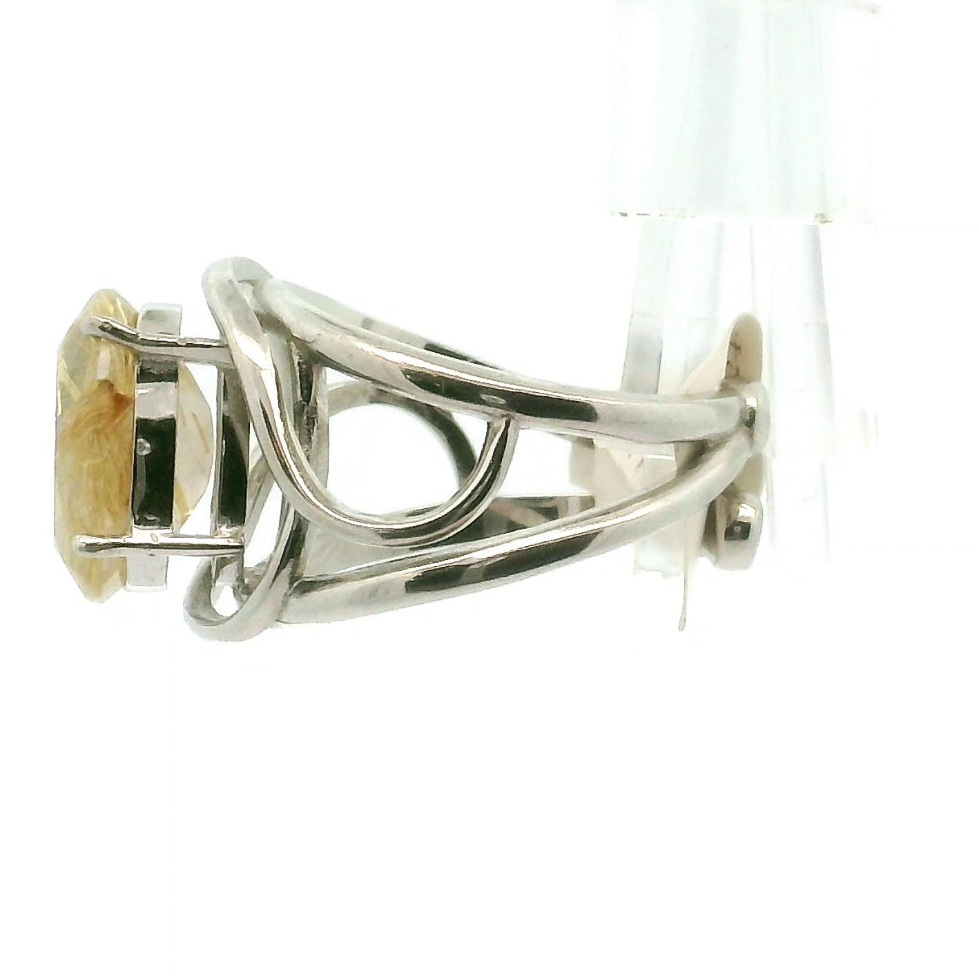 Gold Rutile Cuff Ring .925 Silver for Insight, Meditation & Shamanic Journey