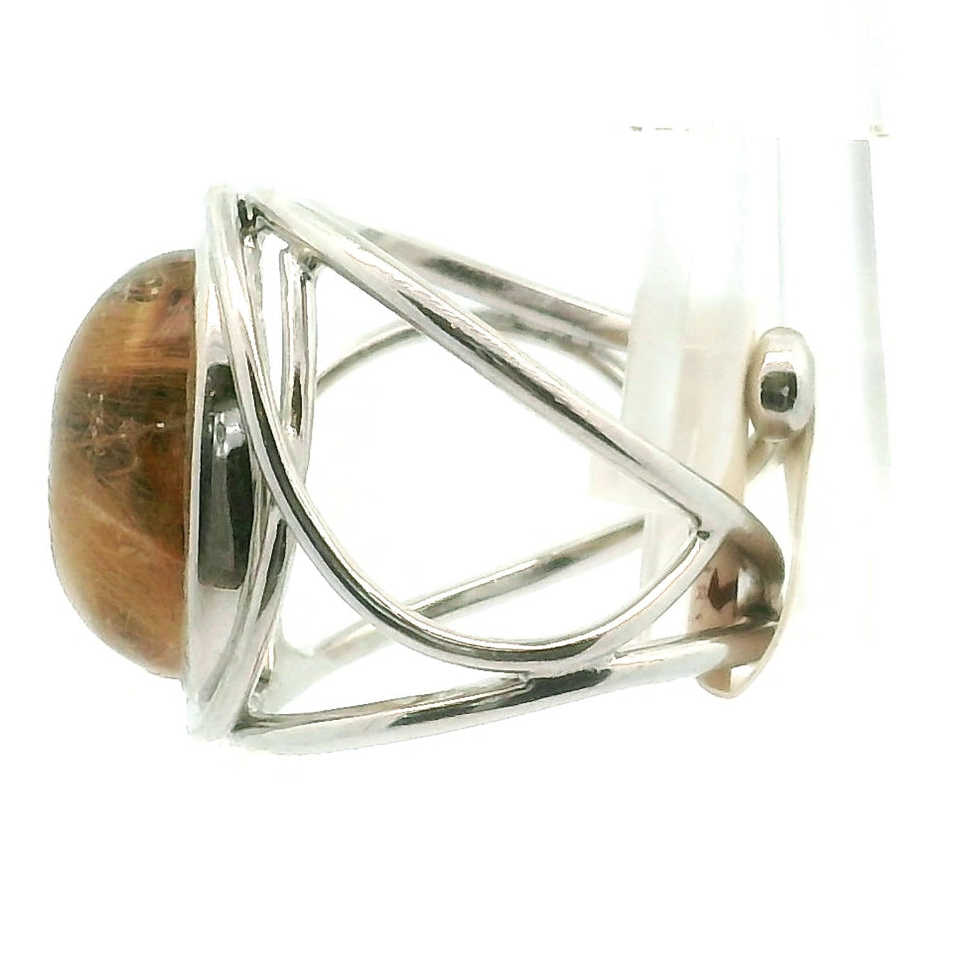 Star Gold Rutile Cuff Ring .925 Silver for Accelerating Manifestations