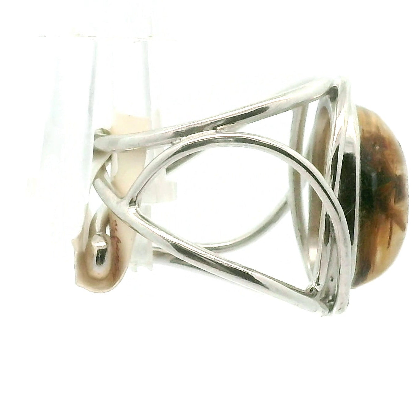 Star Gold Rutile Cuff Ring .925 Silver for Accelerating Manifestations