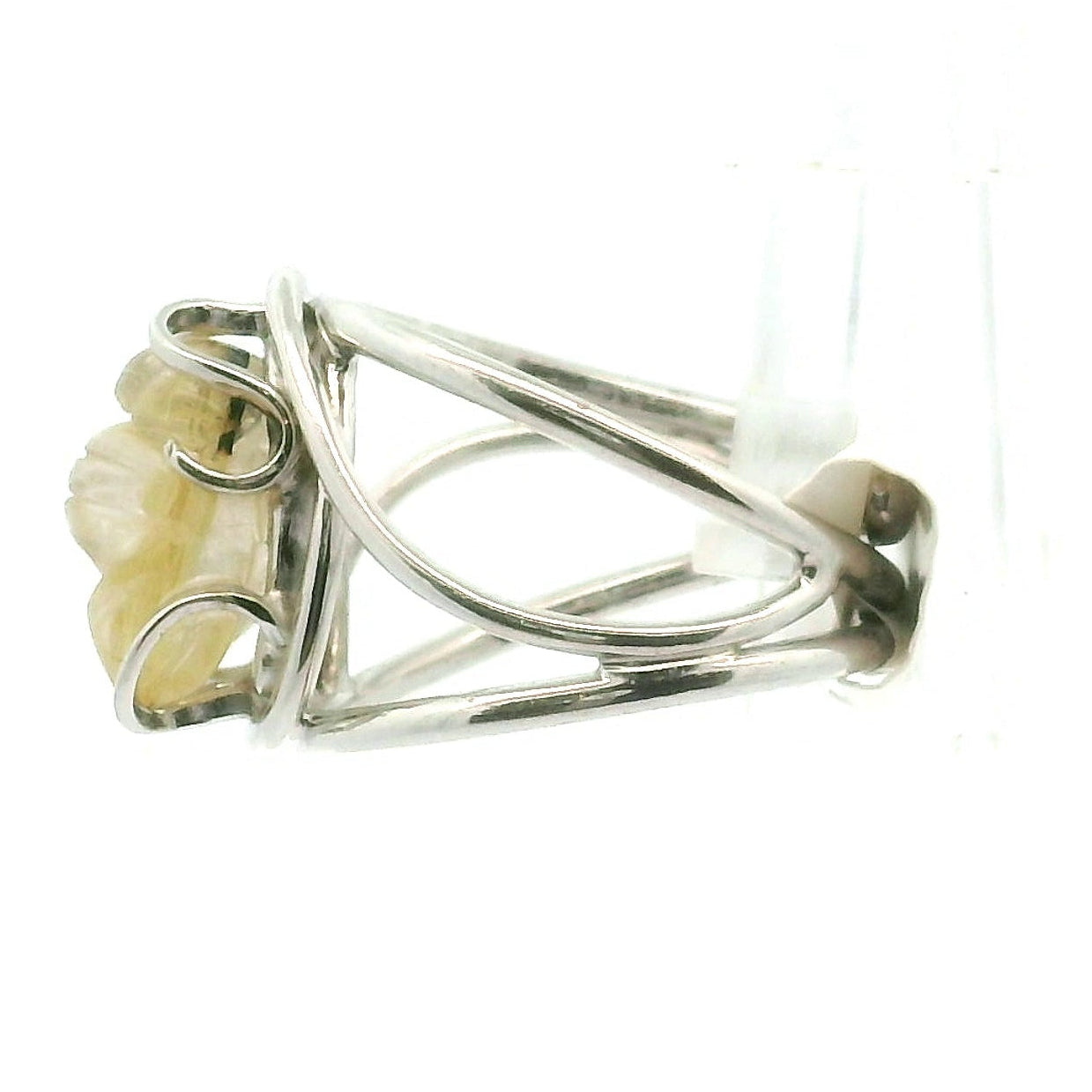 Gold Rutile Bee Cuff Ring .925 Silver for Insight, Meditation & Shamanic Journey