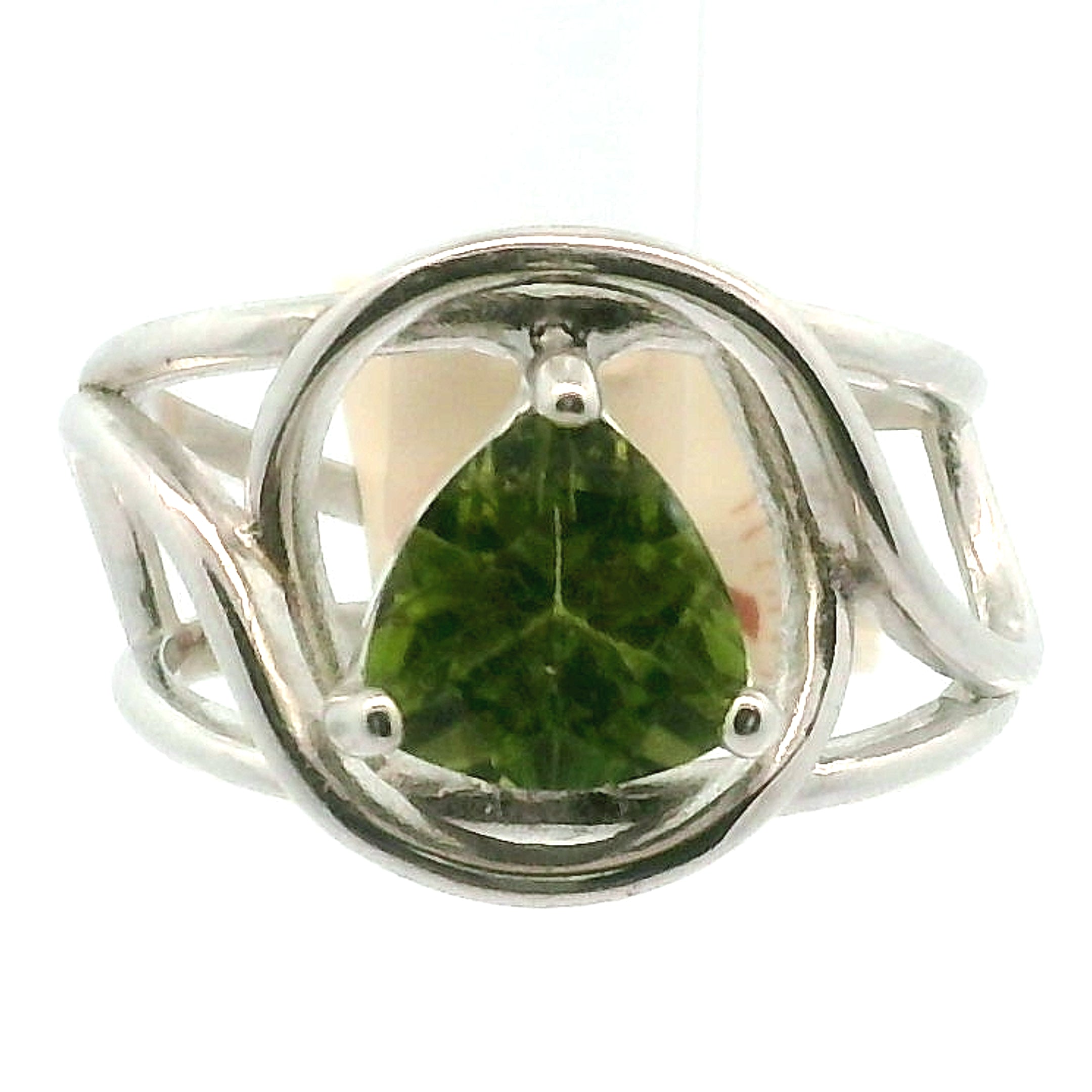 Arizona Peridot Cuff Ring .925 Silver for Power, Prosperity and Protection