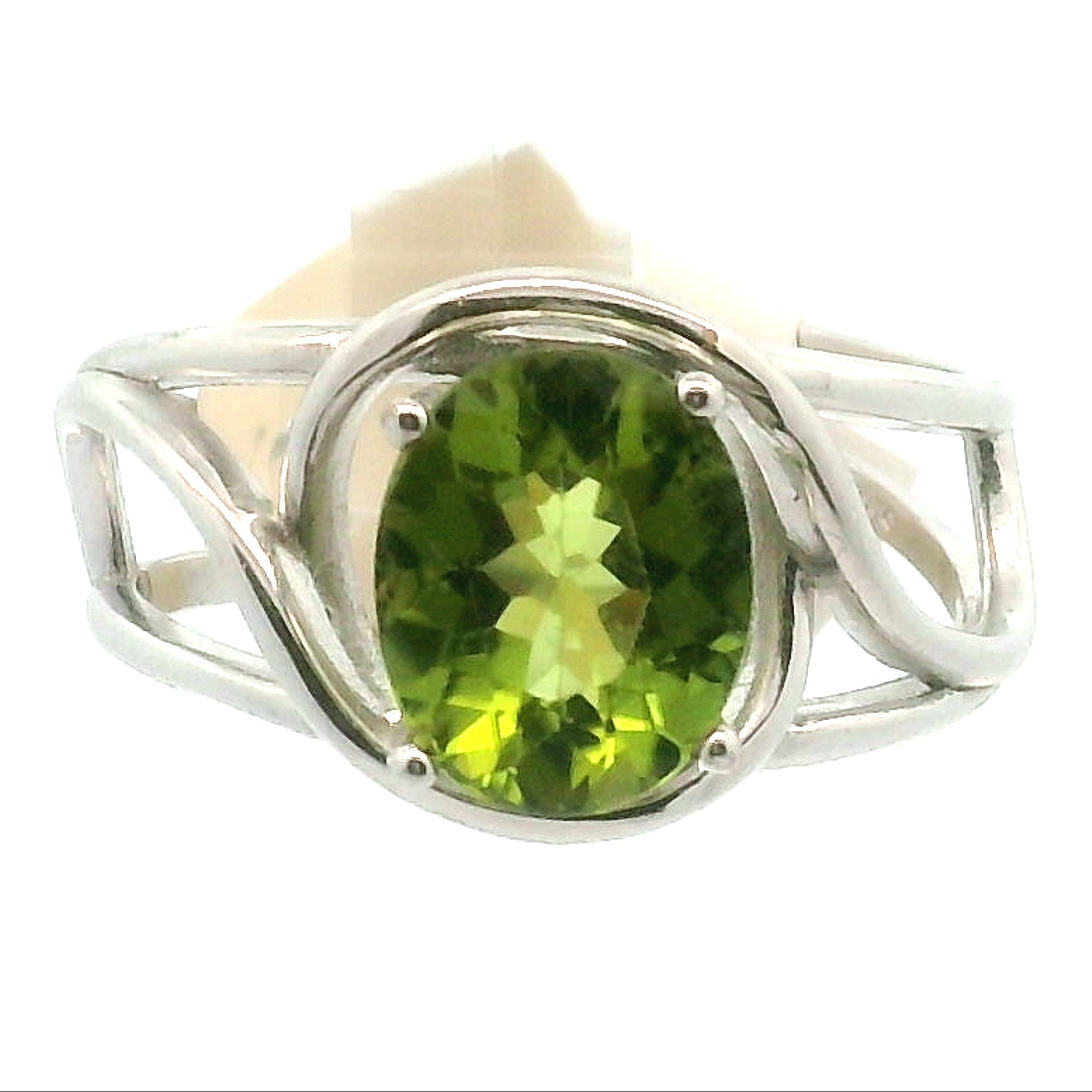 Arizona Peridot Cuff Ring .925 Silver for Power, Prosperity and Protection