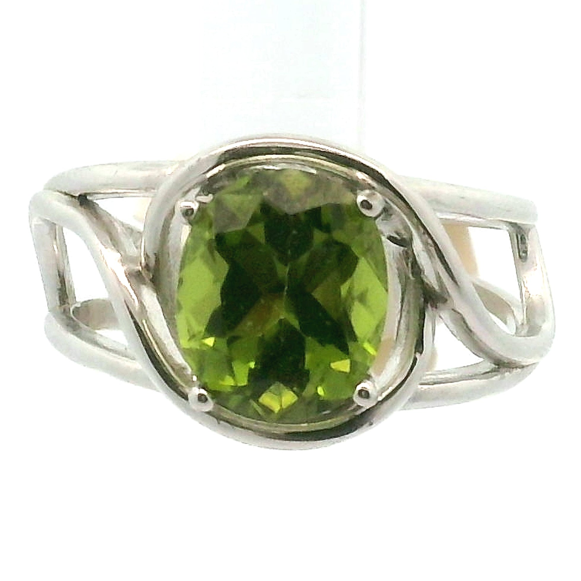 Arizona Peridot Cuff Ring .925 Silver for Power, Prosperity and Protection