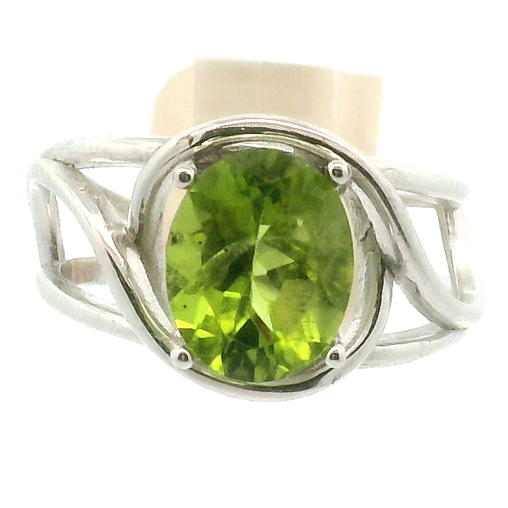 Arizona Peridot Cuff Ring .925 Silver for Power, Prosperity and Protection