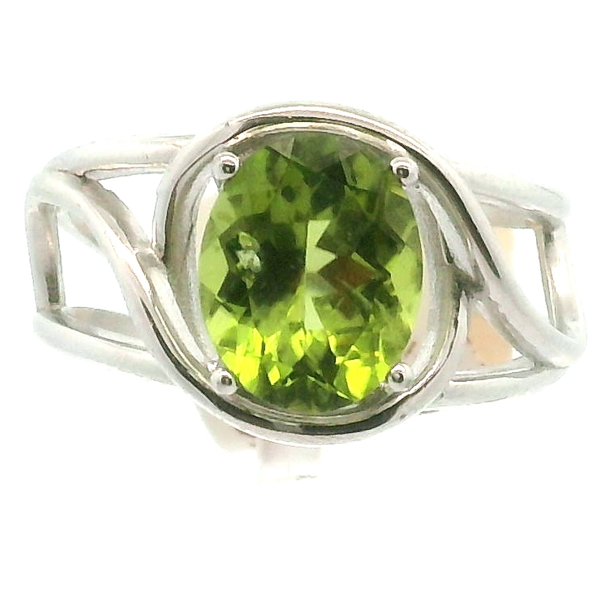 Arizona Peridot Cuff Ring .925 Silver for Power, Prosperity and Protection