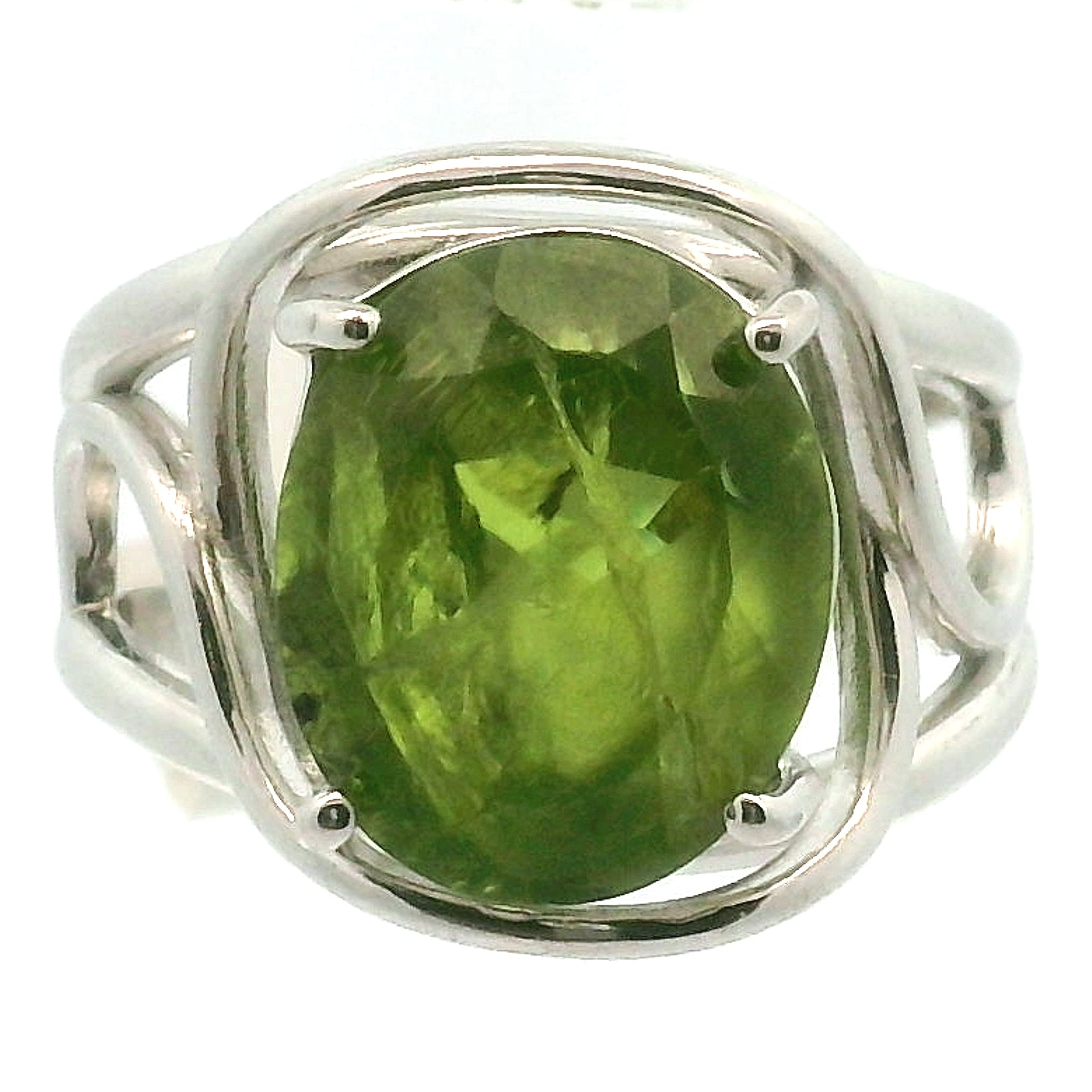 Peridot Cuff Ring .925 Silver for Health and Strength