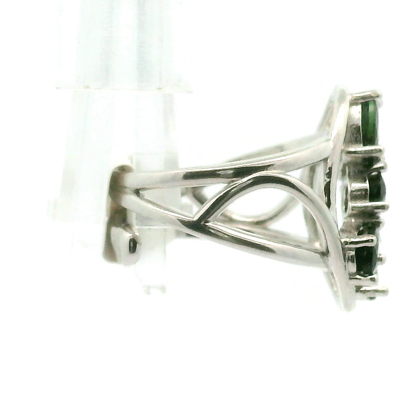 Green Tourmaline Cuff Ring .925 Silver for Healing, Joy and Love