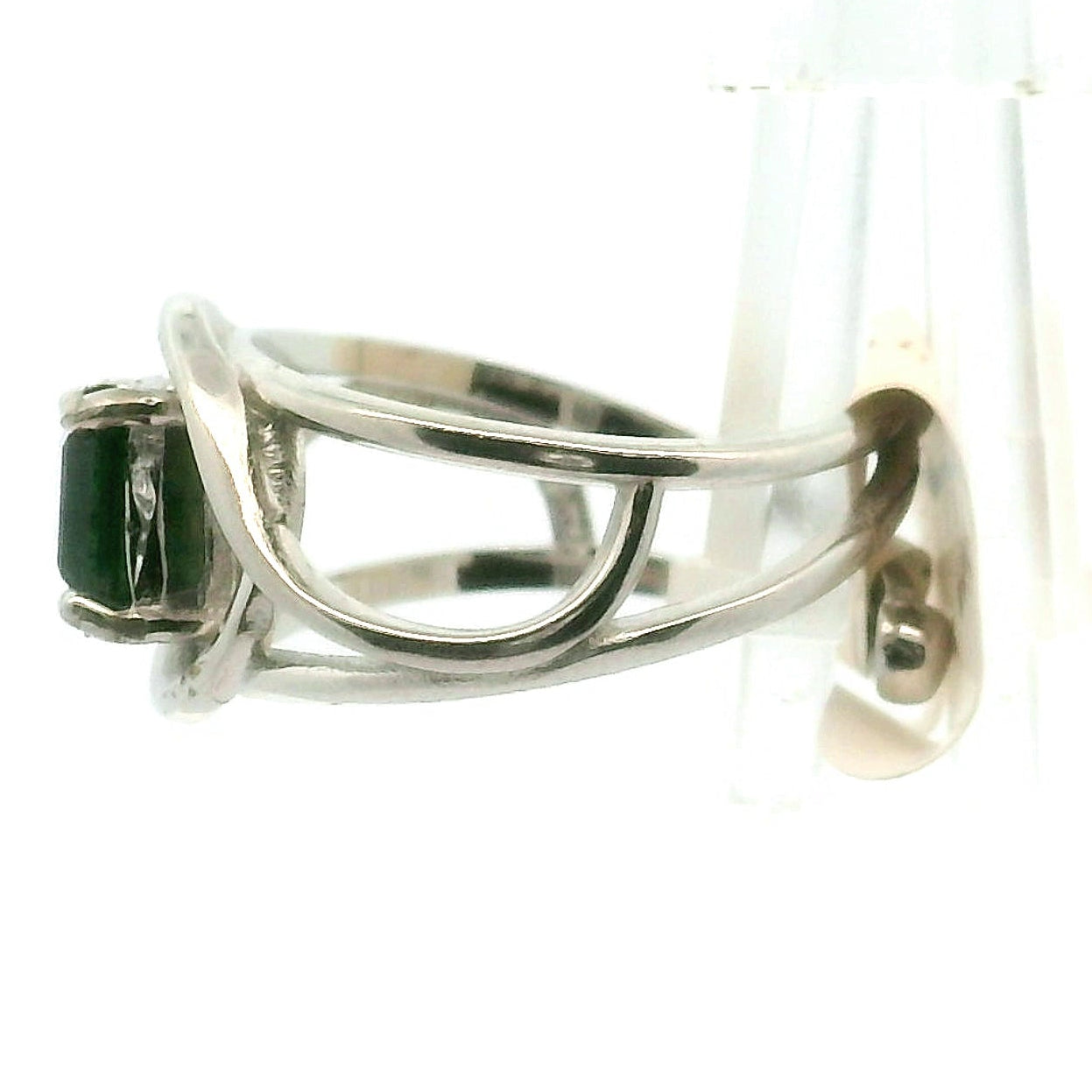 Tourmaline Finger Cuff Adjustable Ring .925 Silver for Awareness, Communication and Meditation