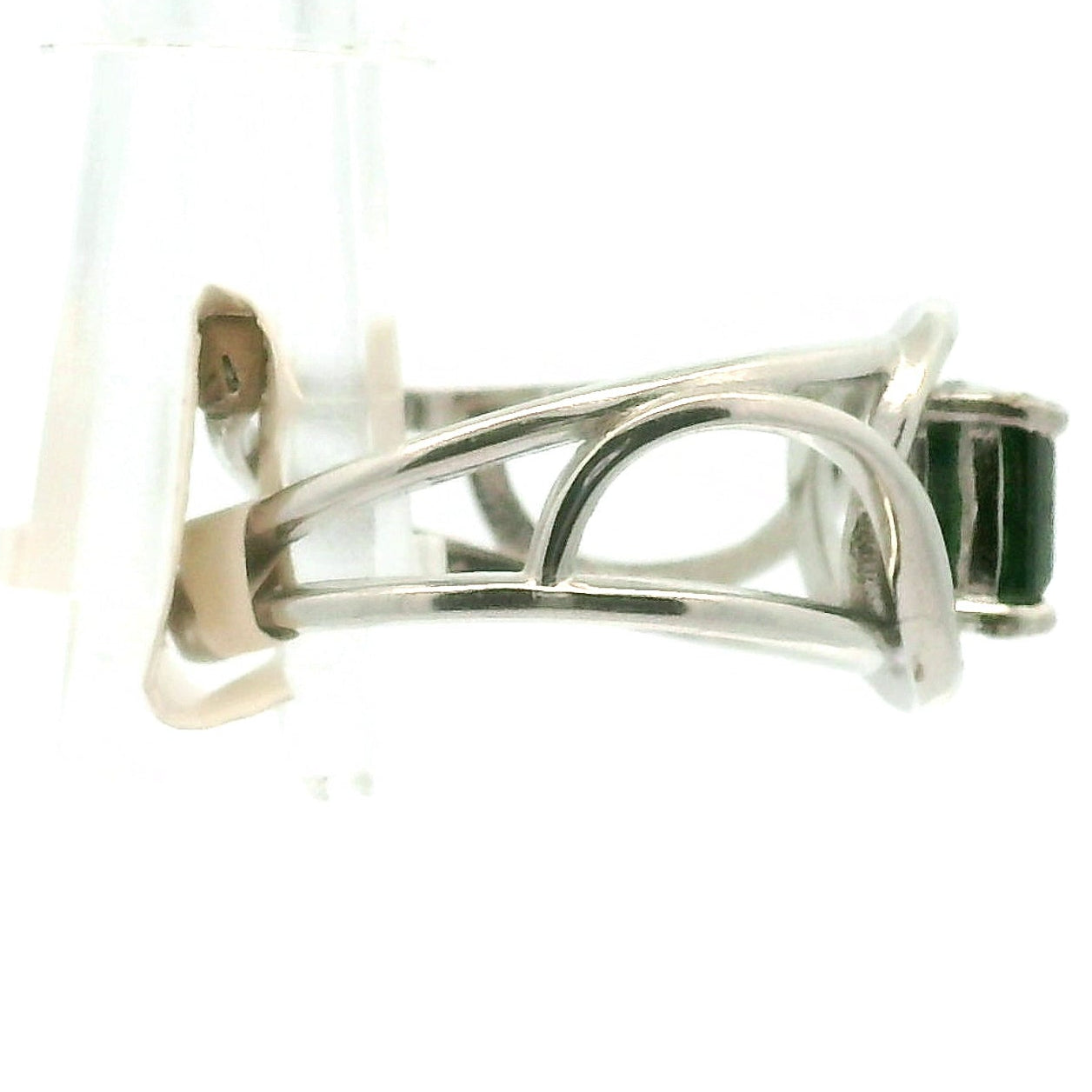 Tourmaline Finger Cuff Adjustable Ring .925 Silver for Awareness, Communication and Meditation